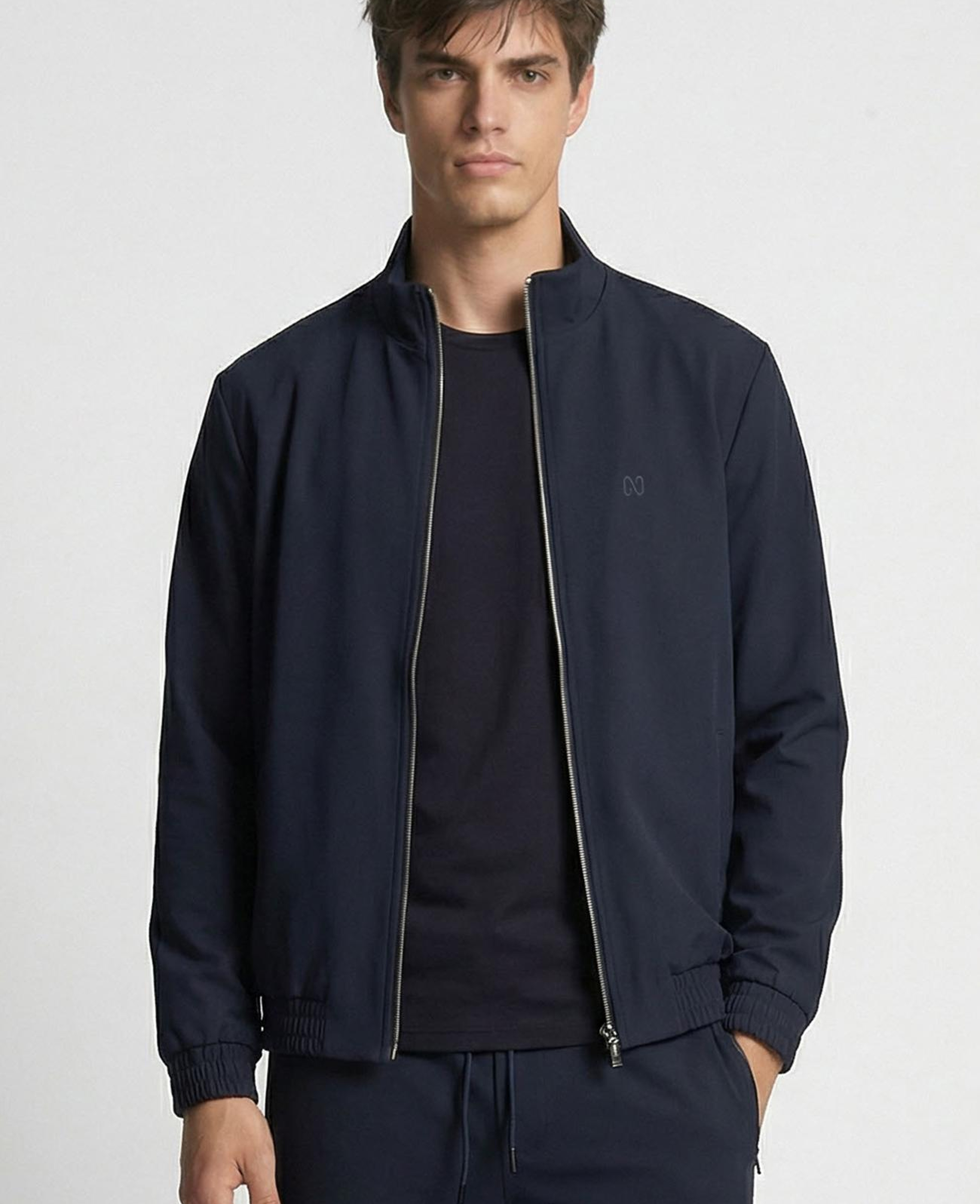 Network Erkek Lacivert Dik Yaka Teknik Sweatshirt