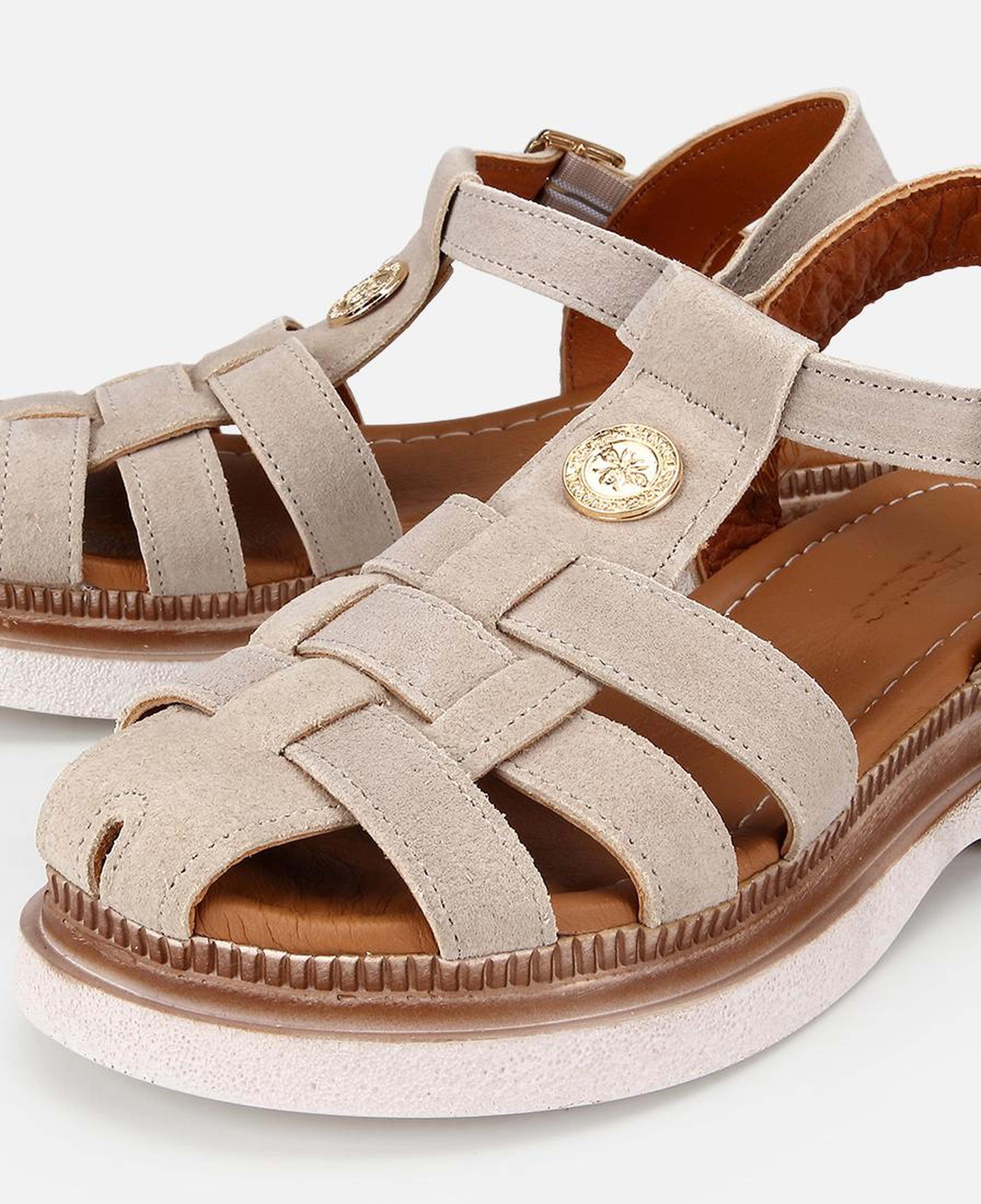 Kadın Süet Deri Bej Comfort Düz Sandalet