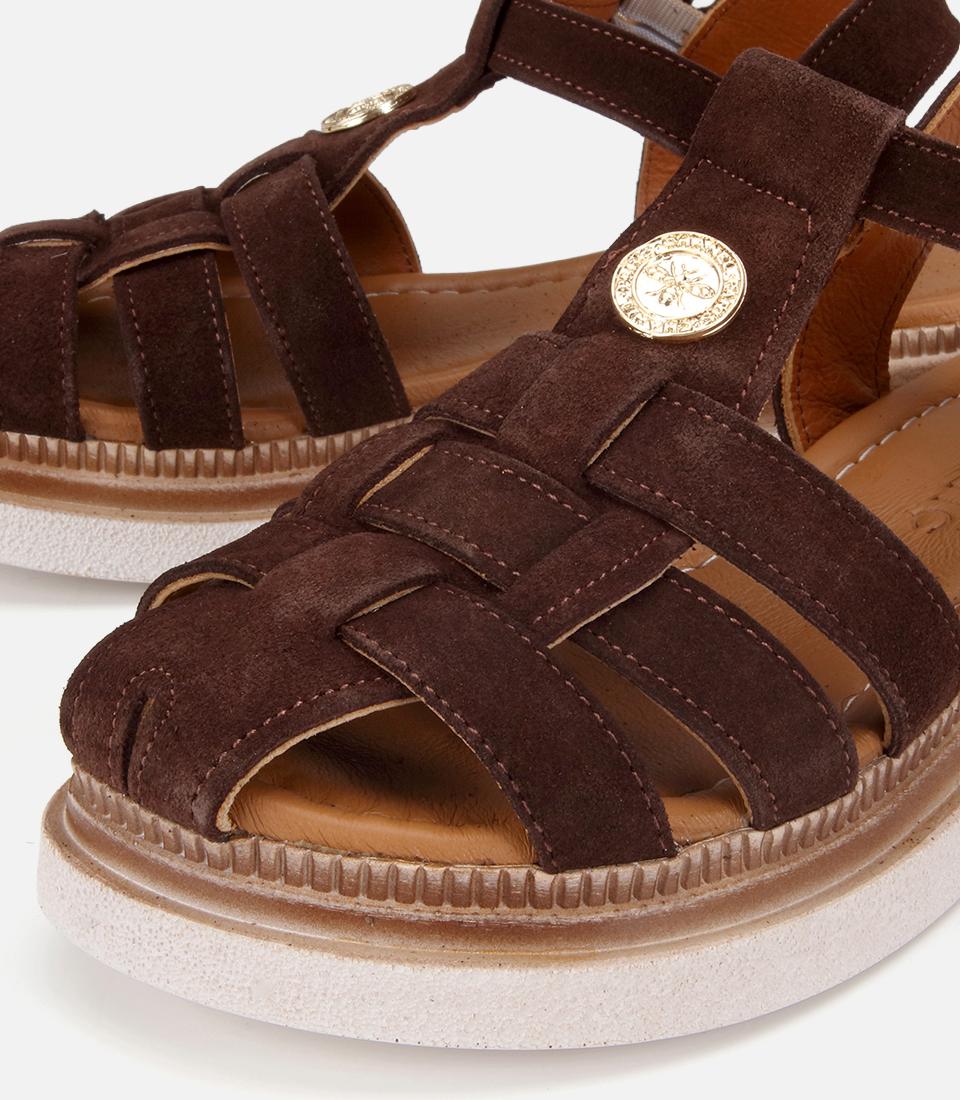 Kadın Süet Deri Kahverengi Comfort Düz Sandalet