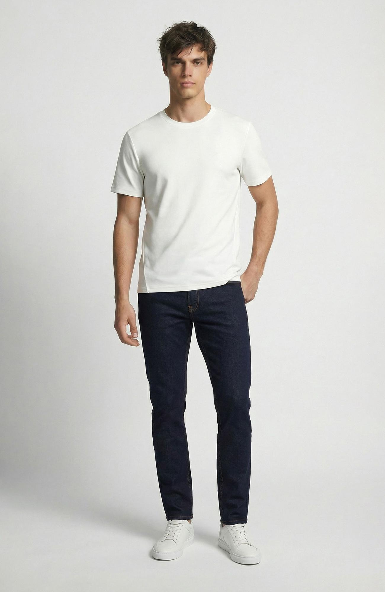 Network Erkek Ekru Pike Desen Basic T-shirt