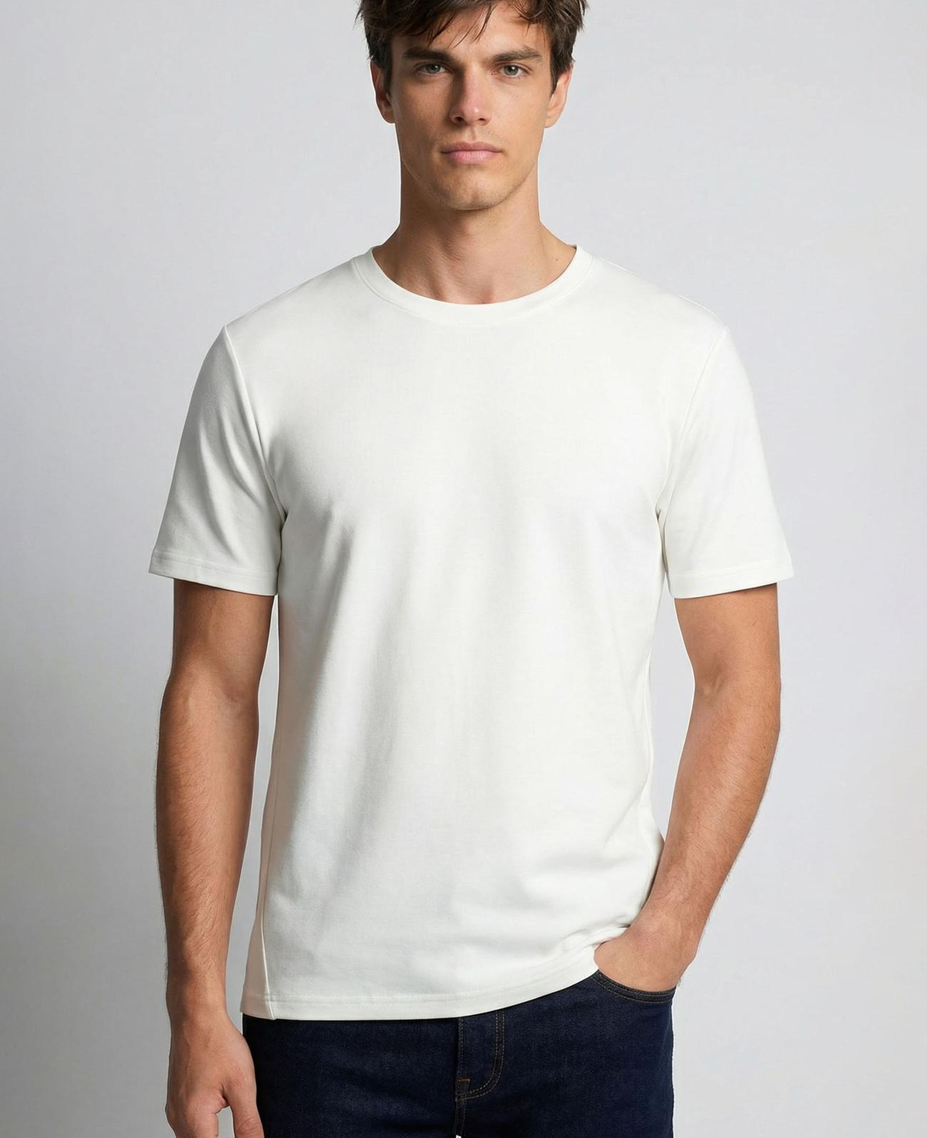 Network Erkek Ekru Pike Desen Basic T-shirt