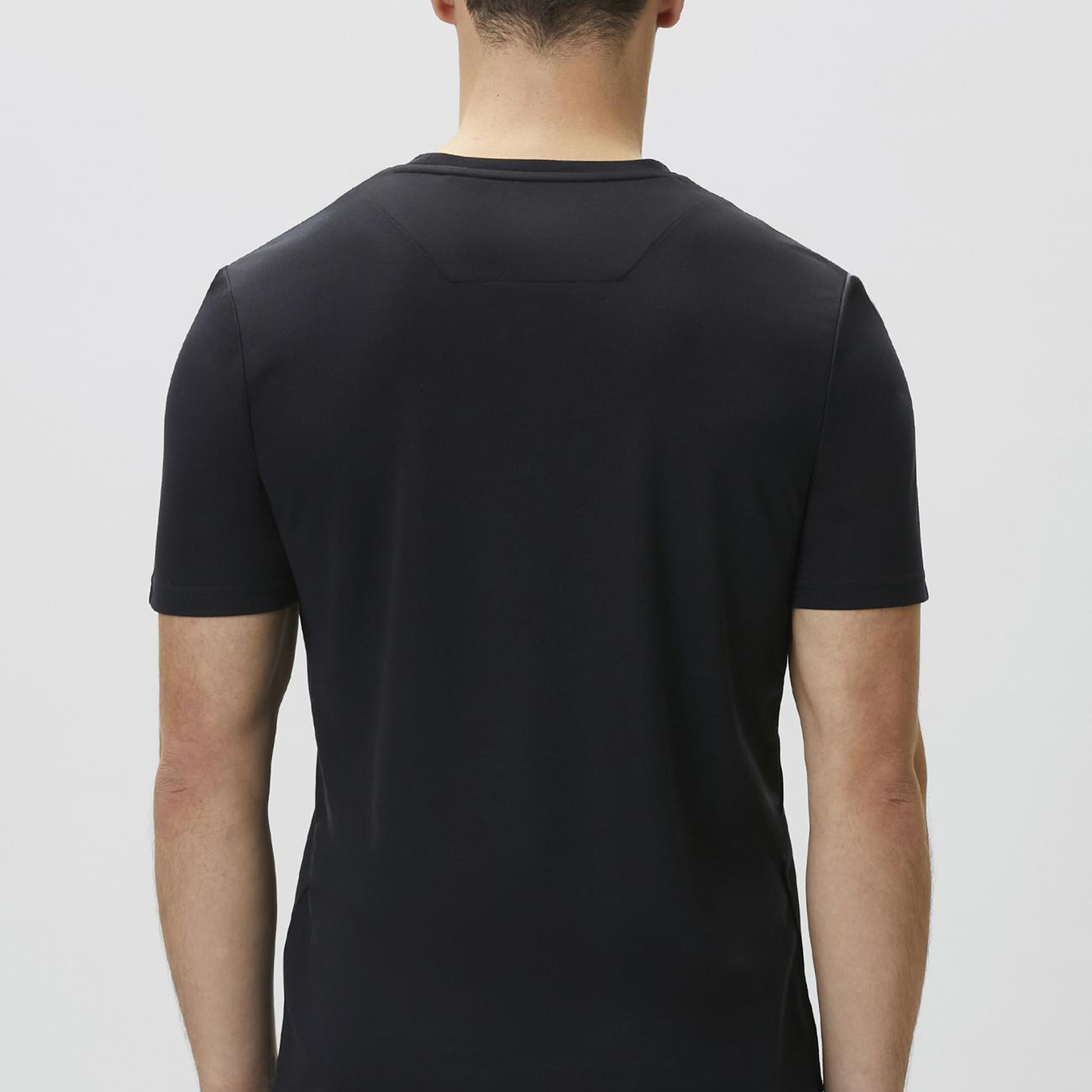 Network Erkek Lacivert Pike Desenli Basic T-shirt