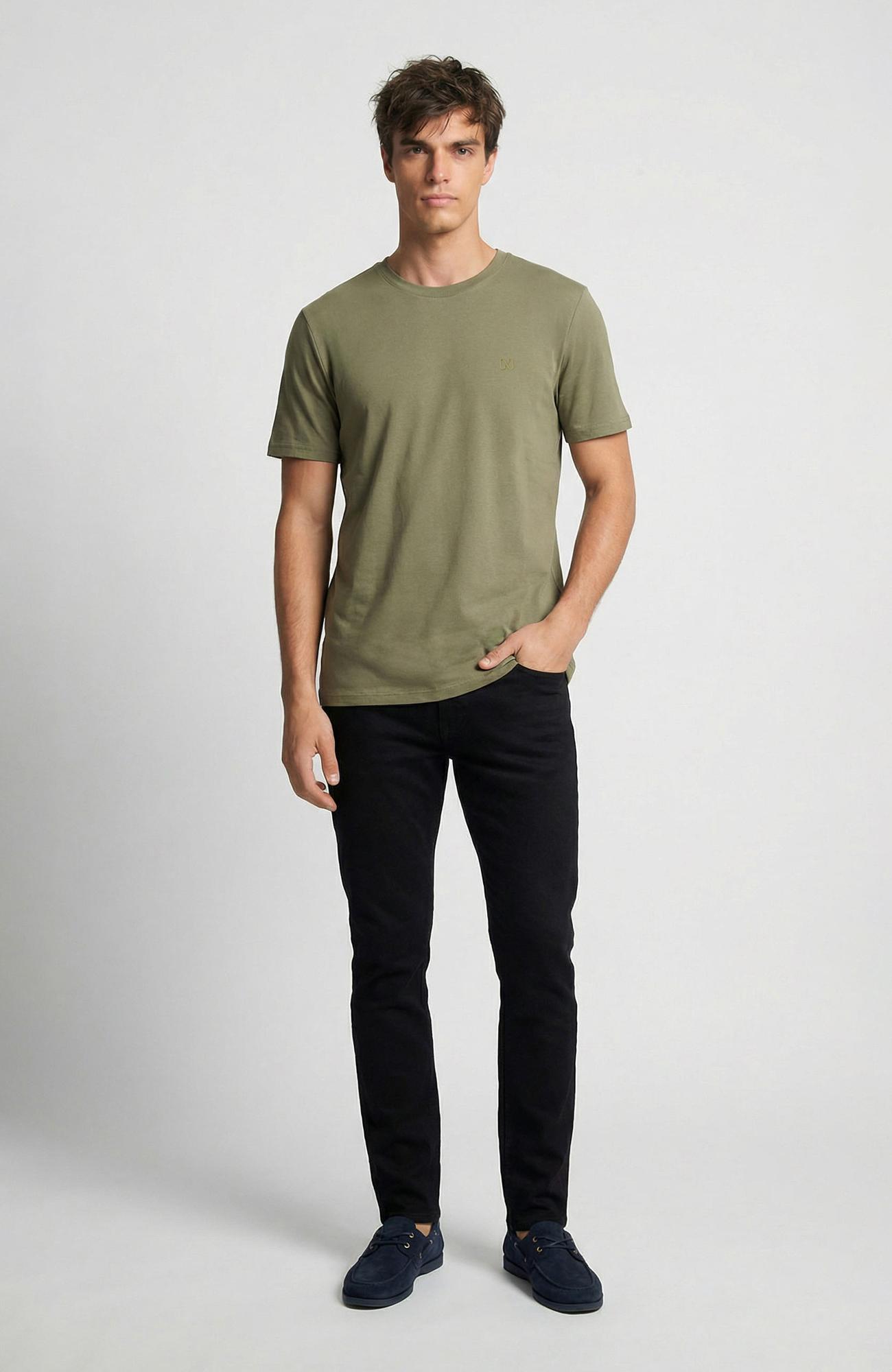 Network Erkek Haki Pike Desen Basic T-shirt