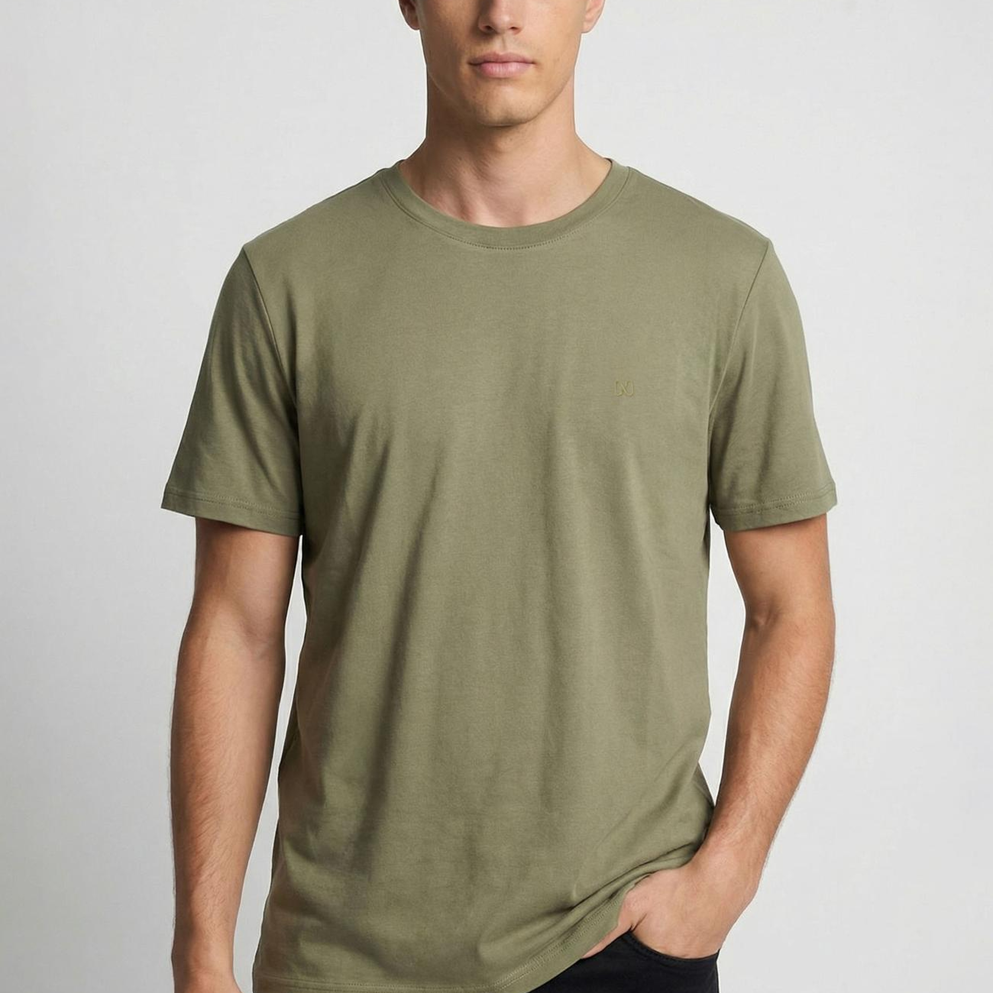 Network Erkek Haki Pike Desen Basic T-shirt