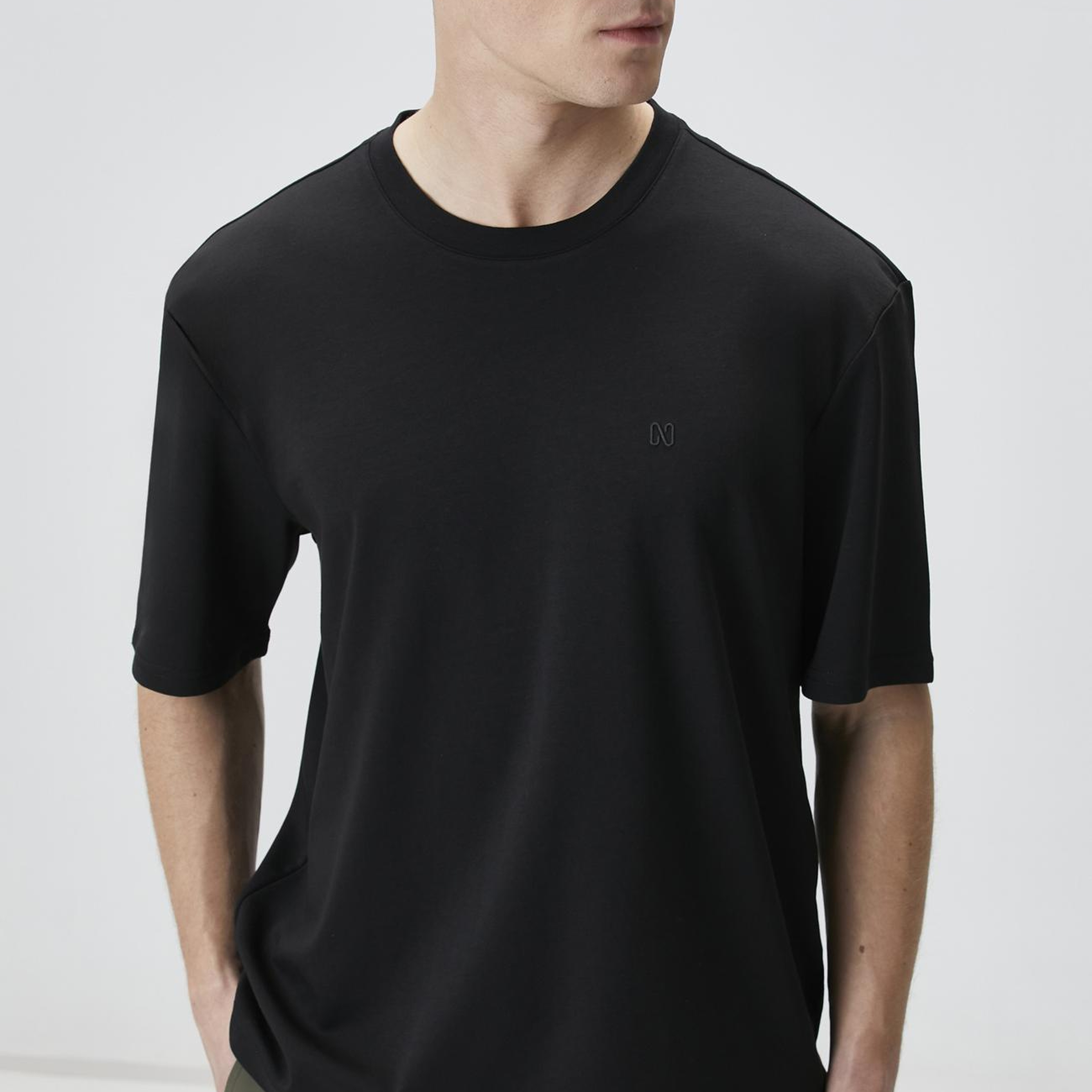 Network Erkek Comfort Fit Siyah Bisiklet Yaka T-shirt
