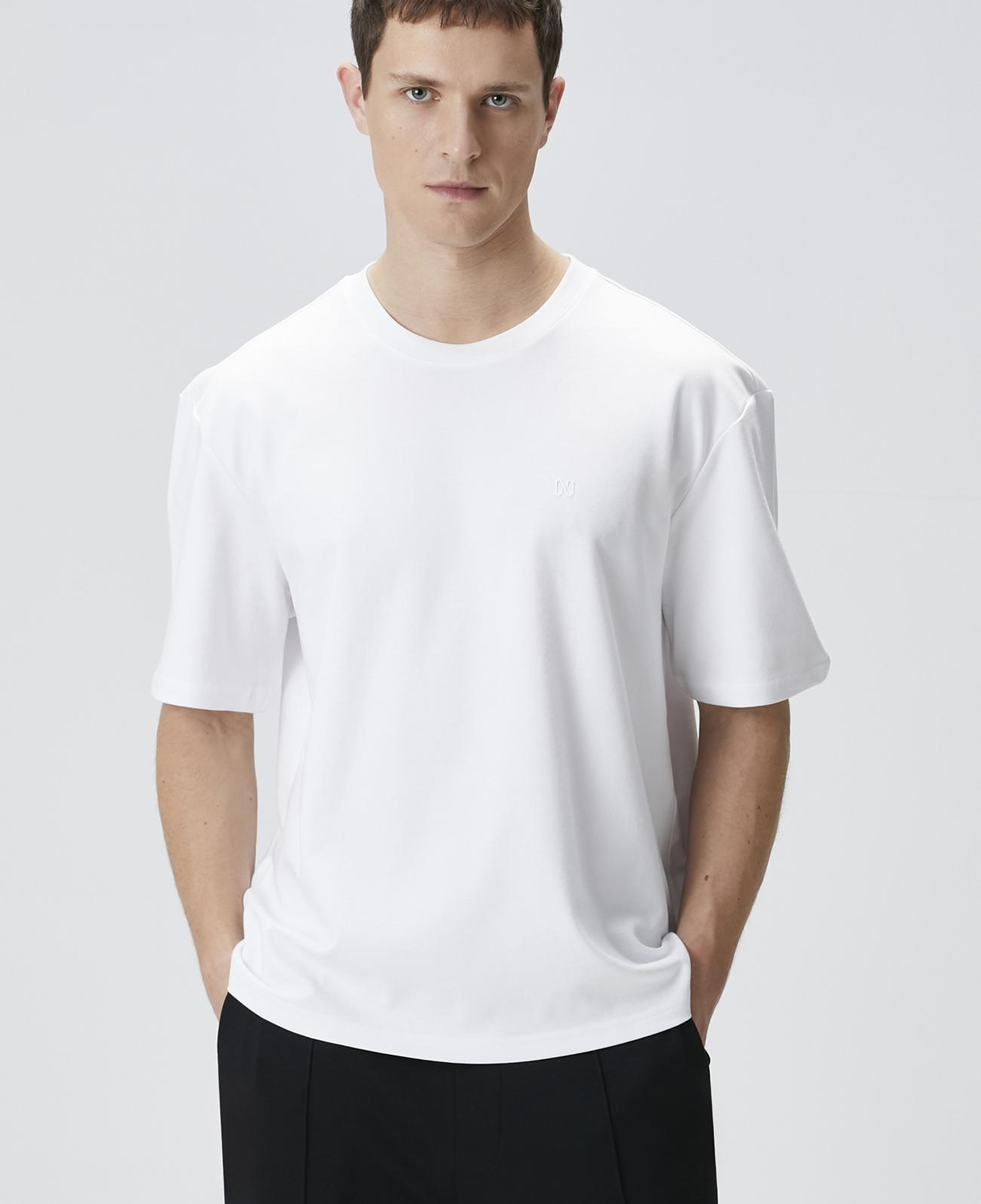 Network Erkek Comfort Fit Beyaz Bisiklet Yaka T-shirt