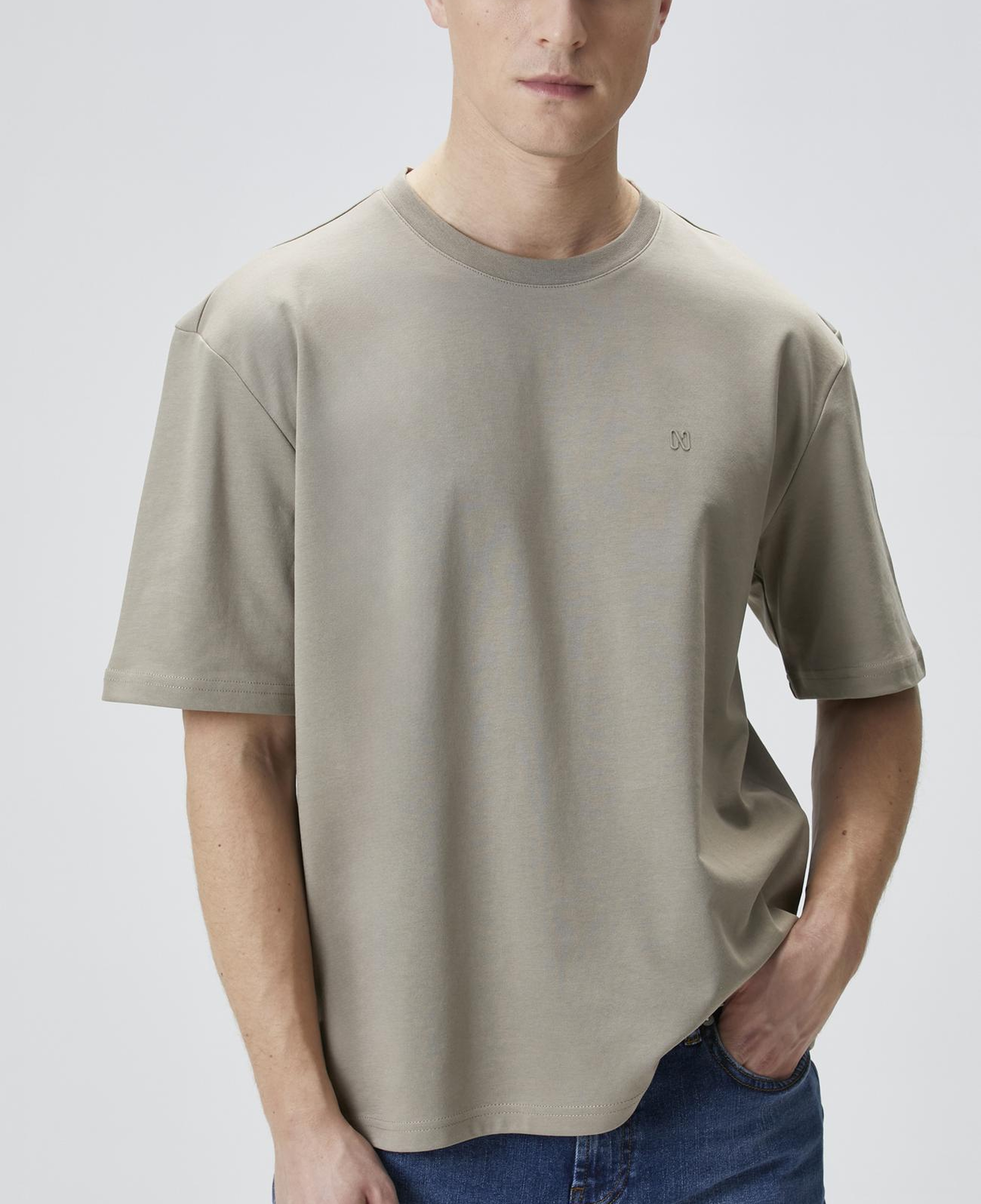 Network Erkek Comfort Fit Açık Haki Bisiklet Yaka T-shirt