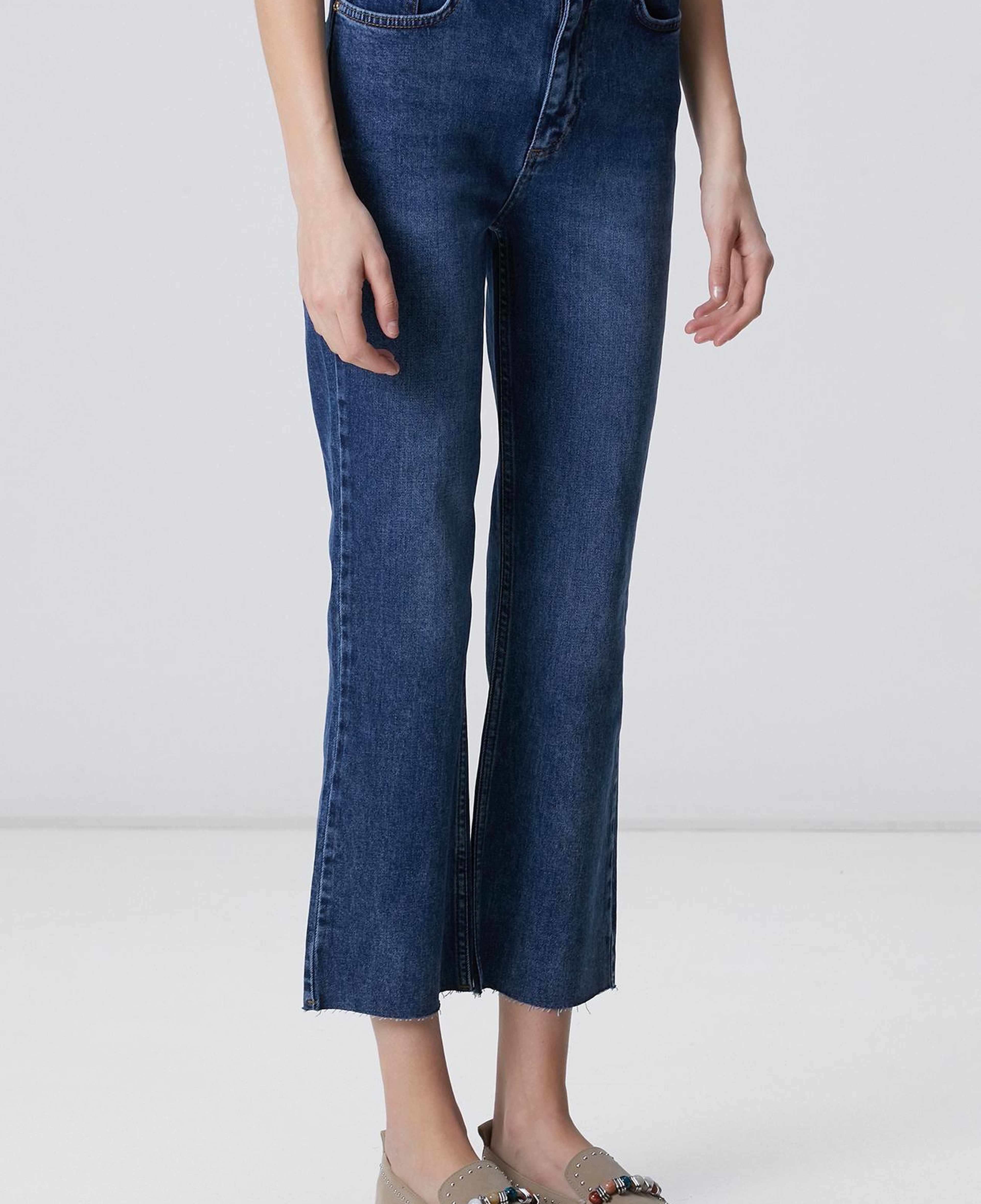 Network Kadın Indigo Kesik Paça Denim Pantolon
