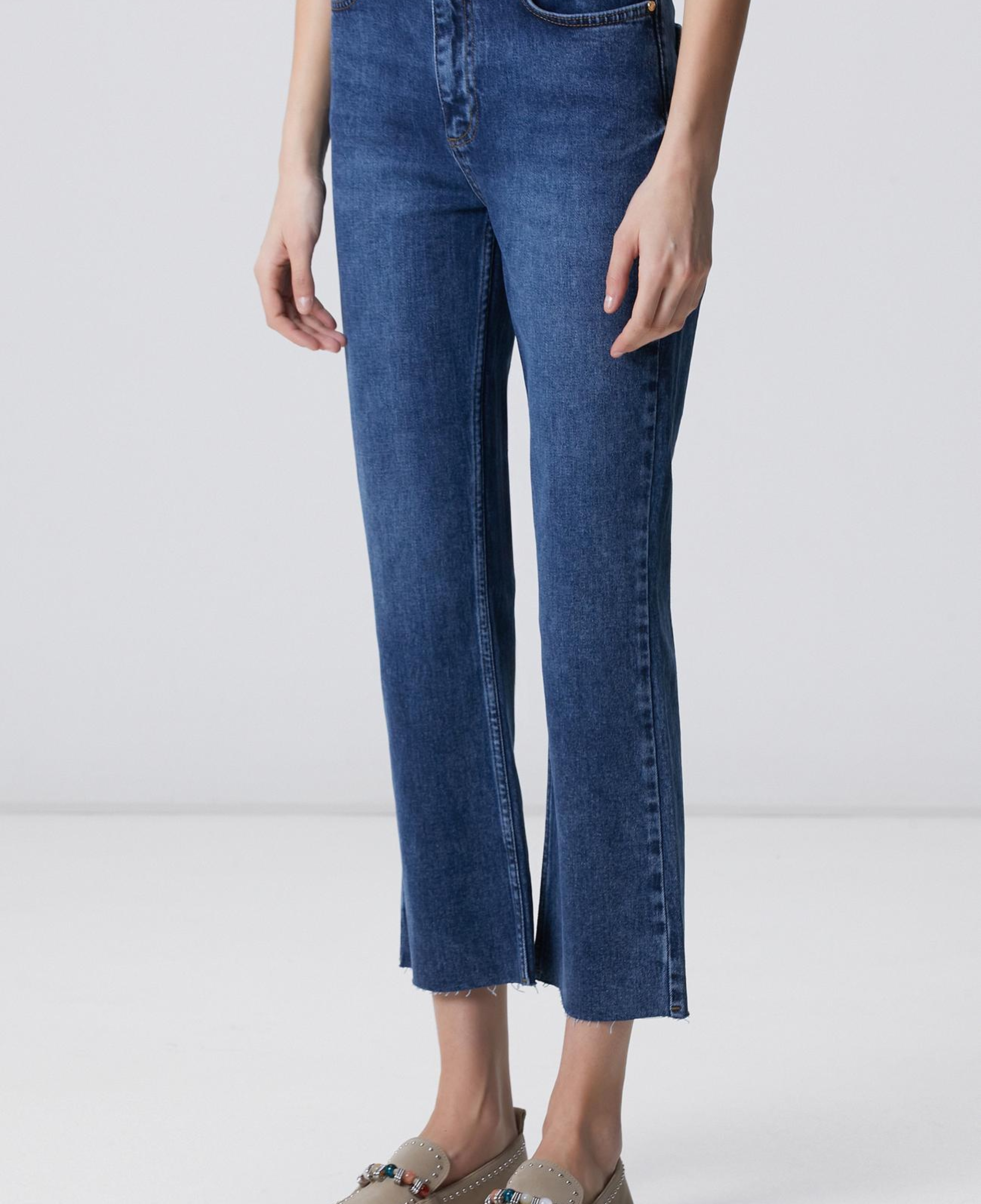 Network Kadın Indigo Kesik Paça Denim Pantolon
