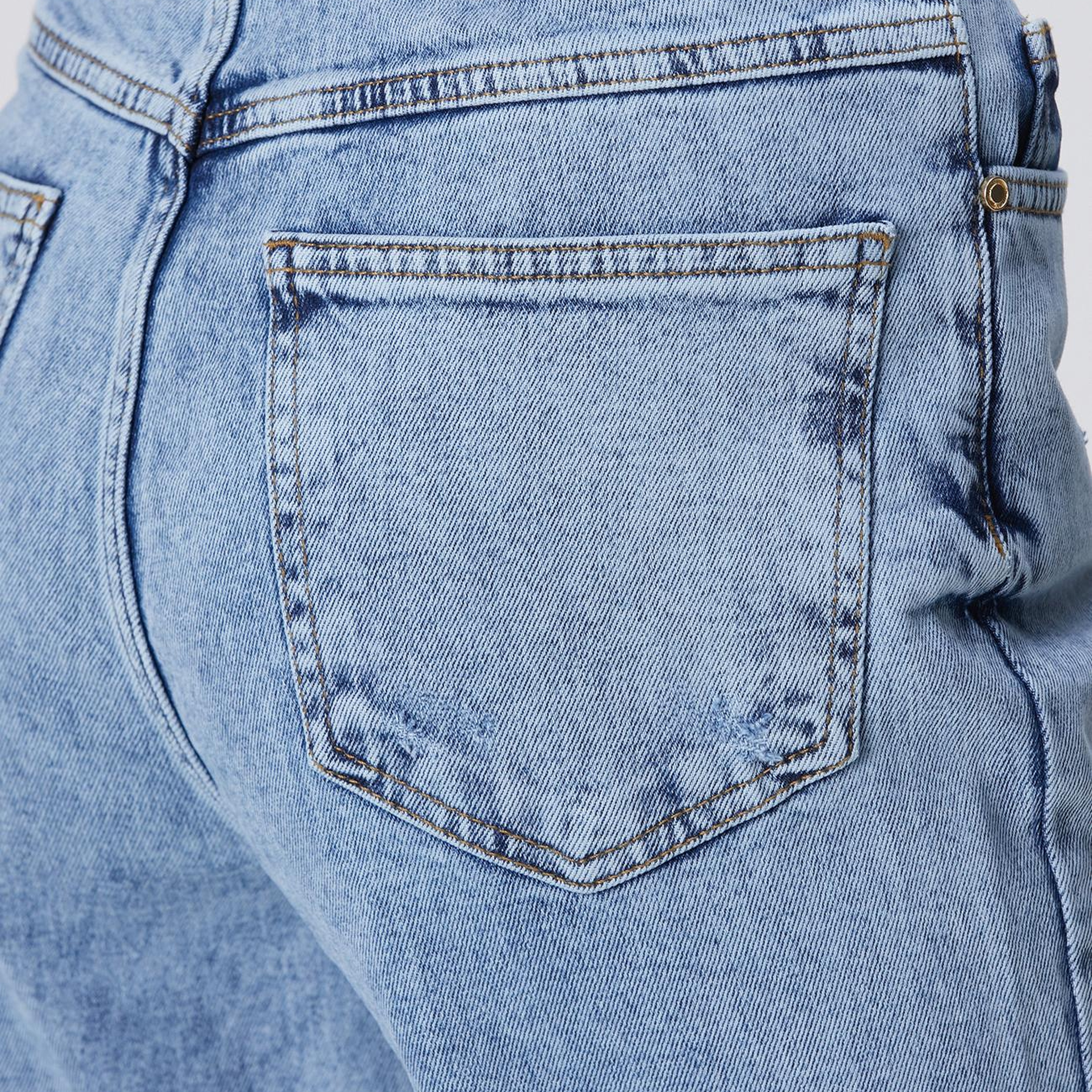Network Kadın Açık Mavi Wide Leg Kesik Paça Denim Pantolon