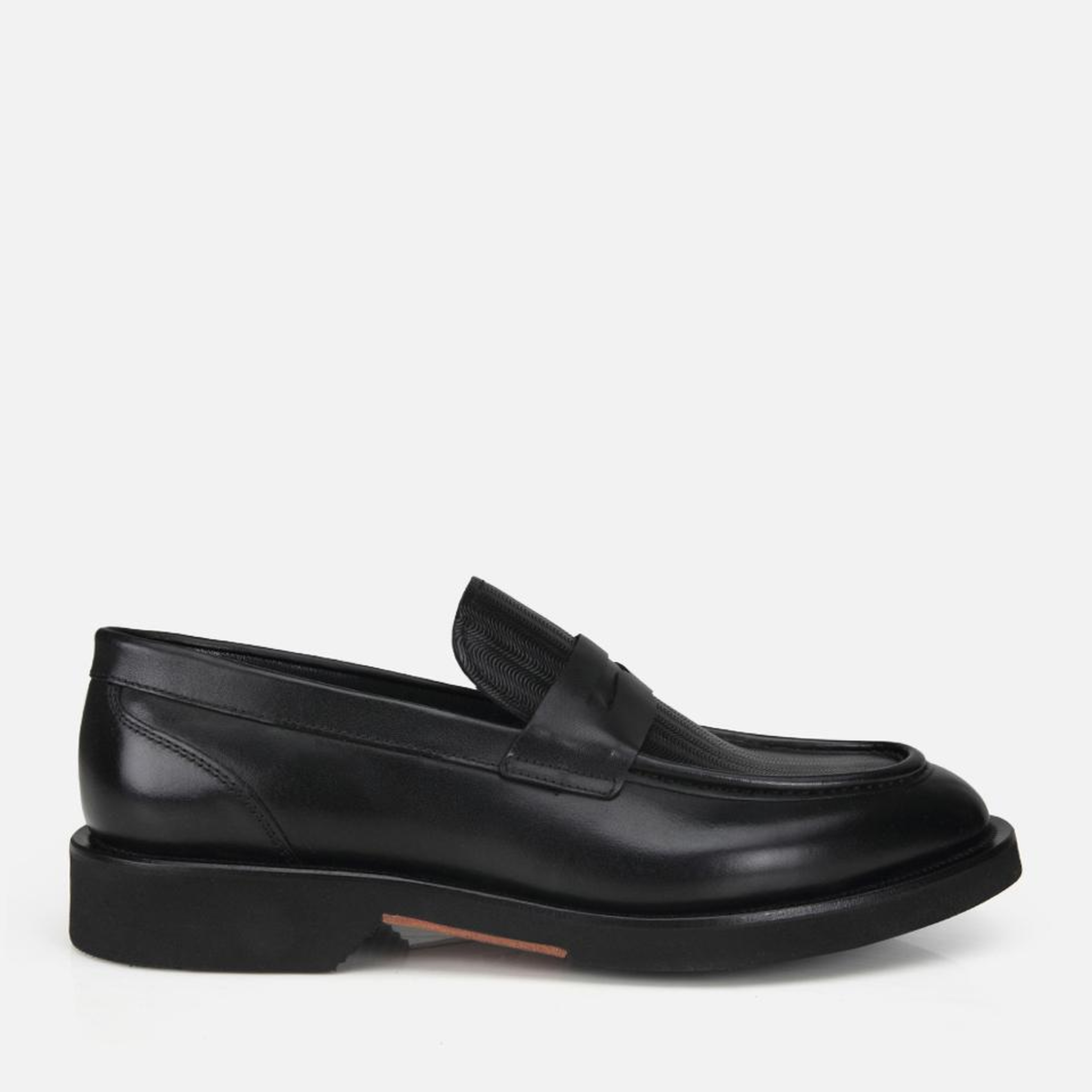 Erkek Deri Siyah Kalın Tabanlı Klasik Loafer