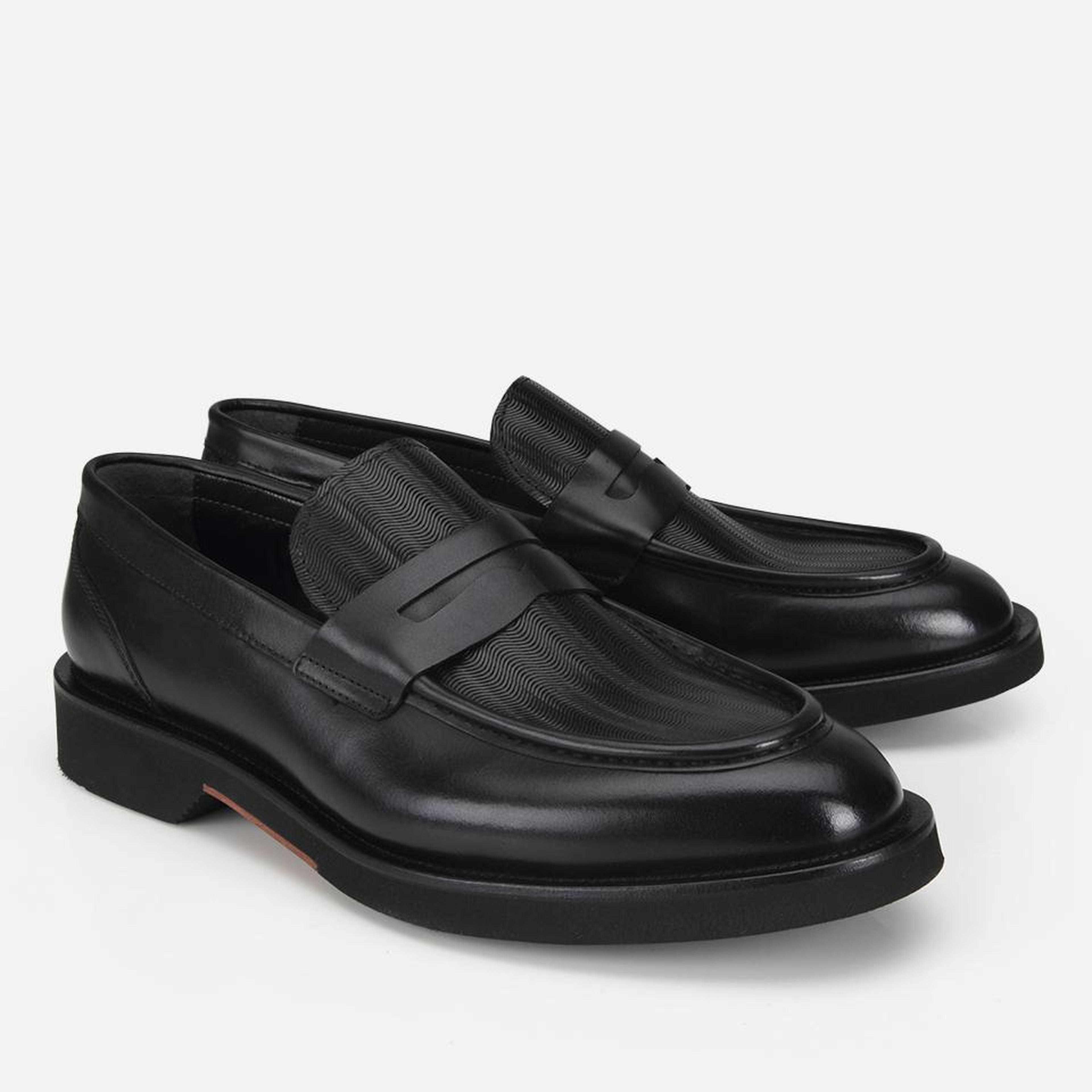 Erkek Deri Siyah Kalın Tabanlı Klasik Loafer