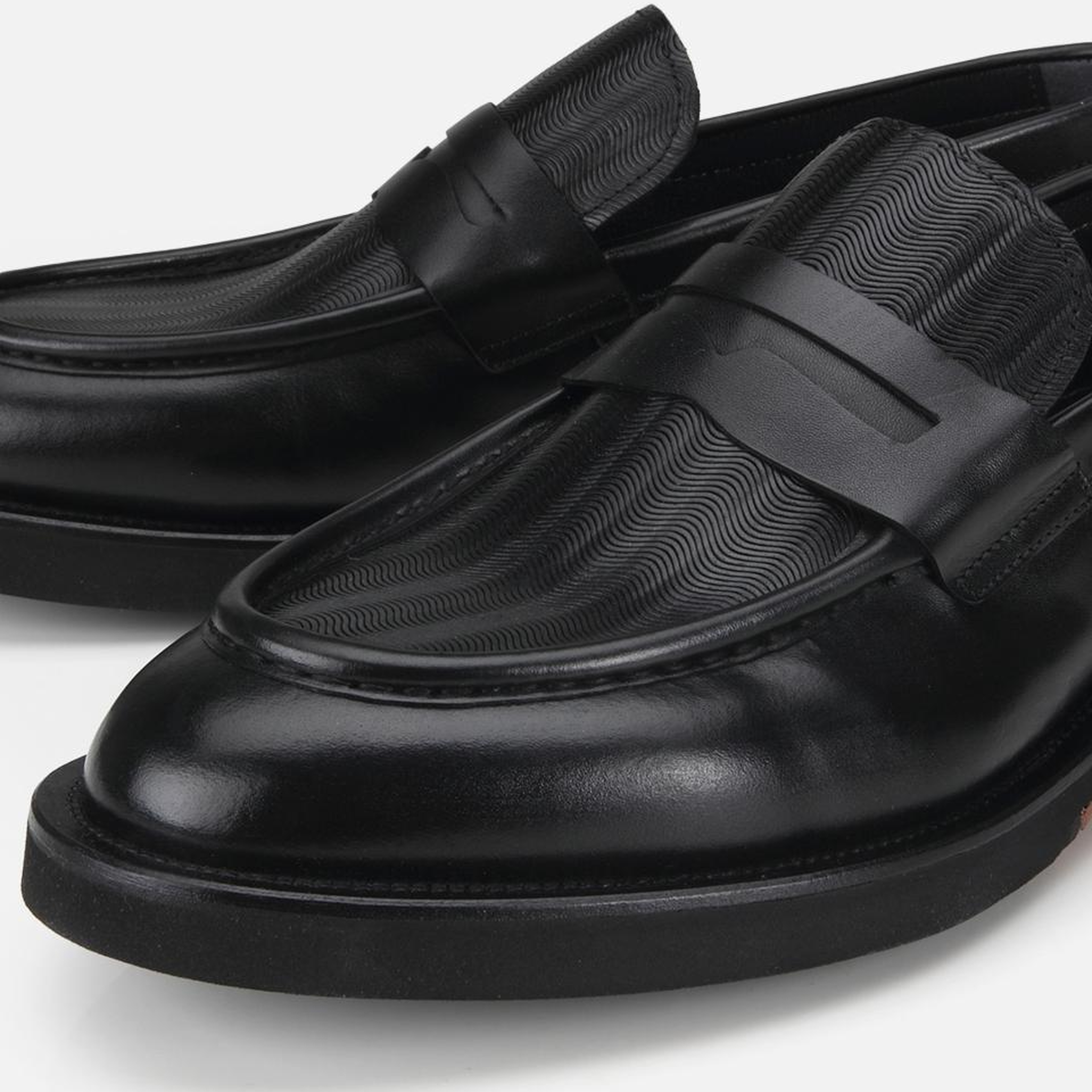 Erkek Deri Siyah Kalın Tabanlı Klasik Loafer