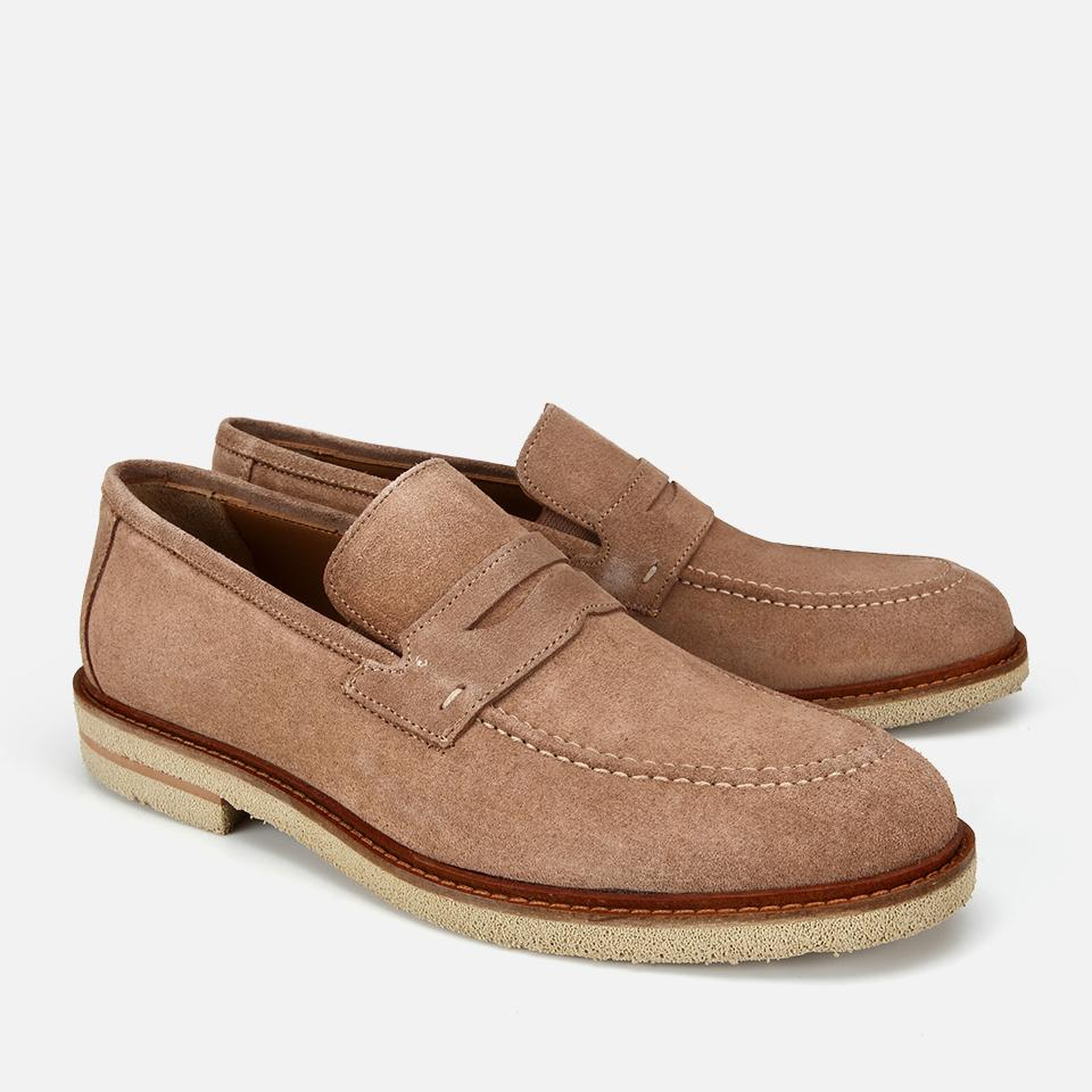 Erkek Süet Deri Bej Klasik Loafer