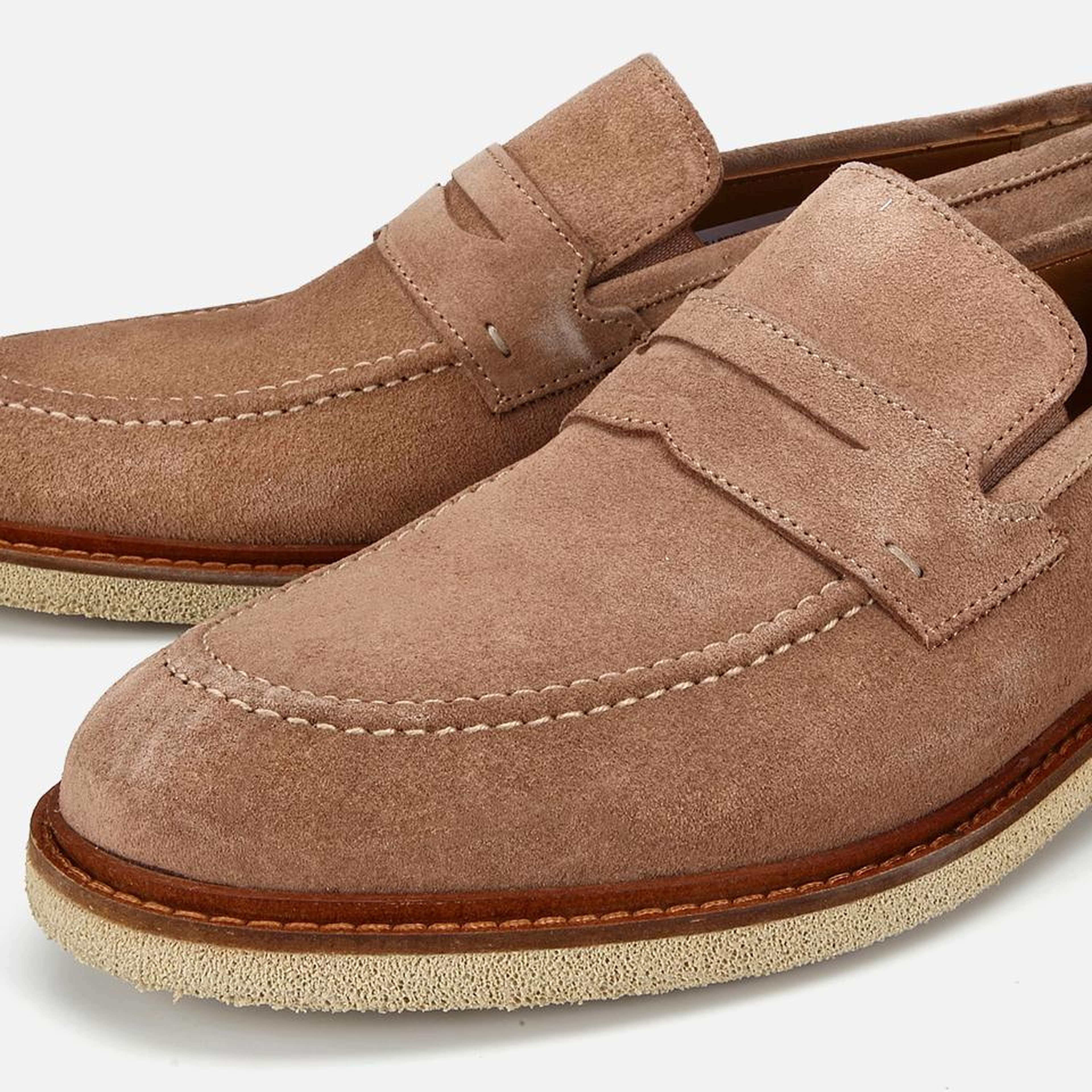 Erkek Süet Deri Bej Klasik Loafer