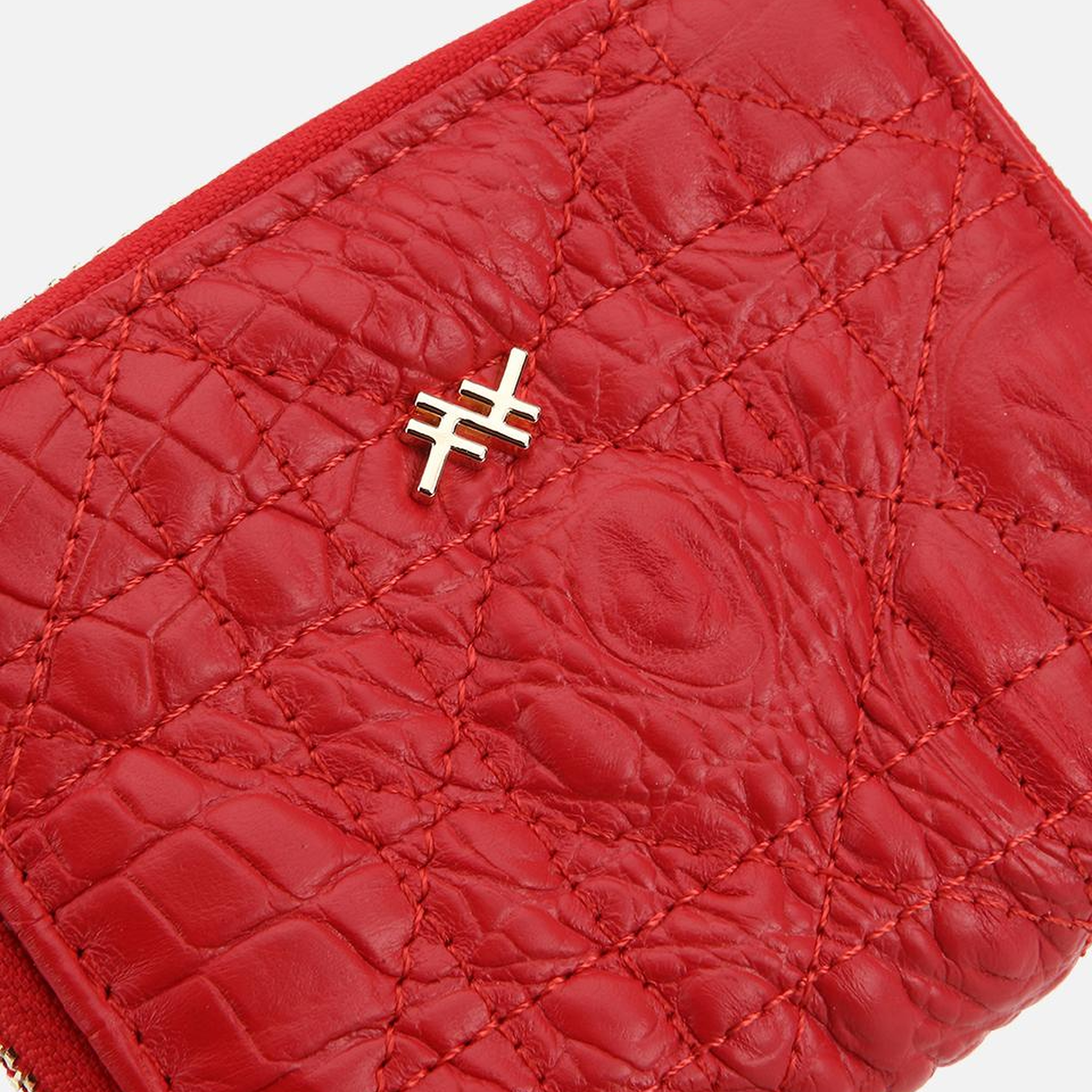 Kadın Deri Kırmızı Mini Kroko Cüzdan