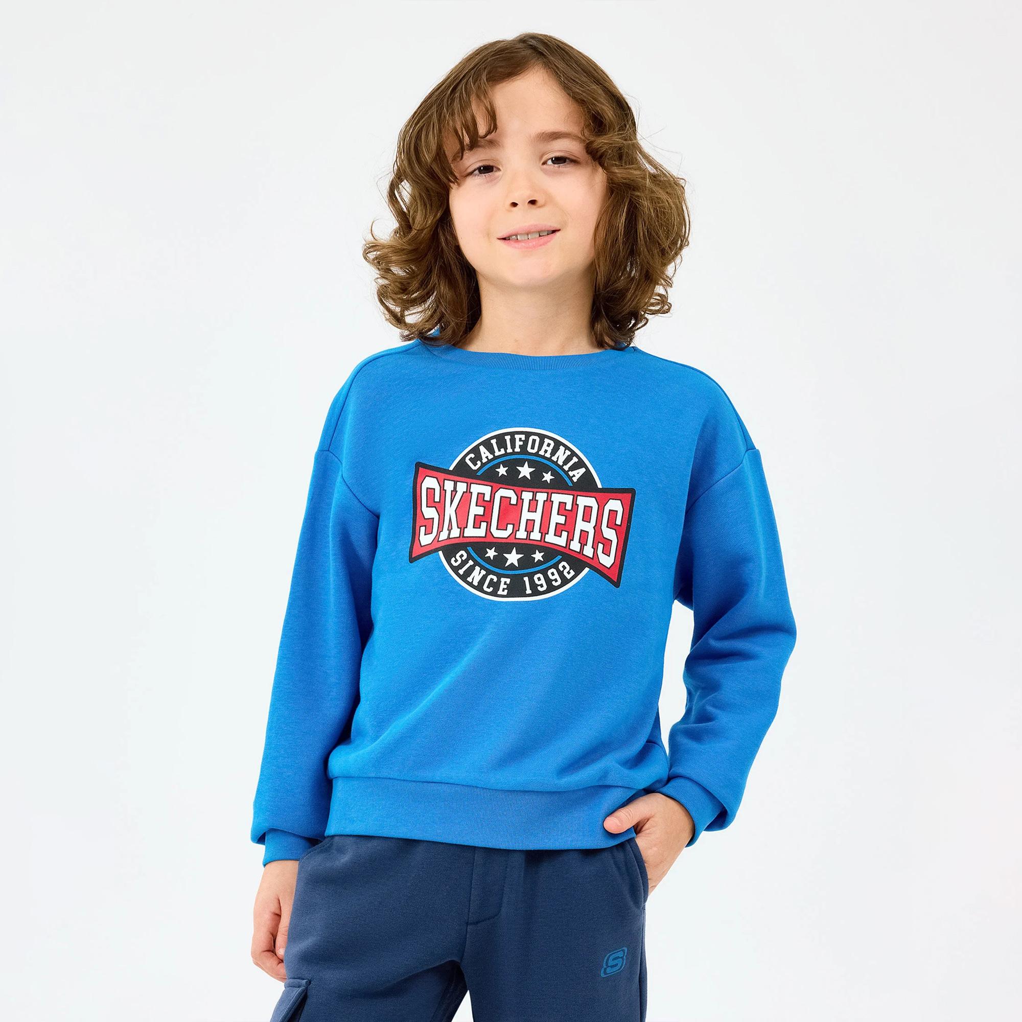 Skechers Crewneck Çocuk Mavi Sweatshirt