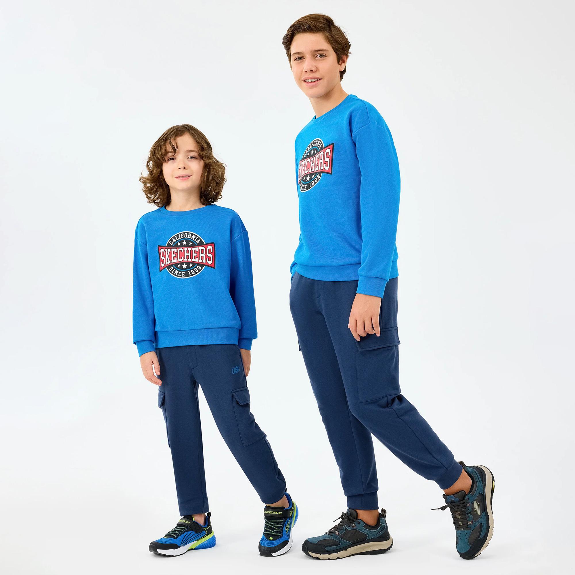 Skechers Crewneck Çocuk Mavi Sweatshirt