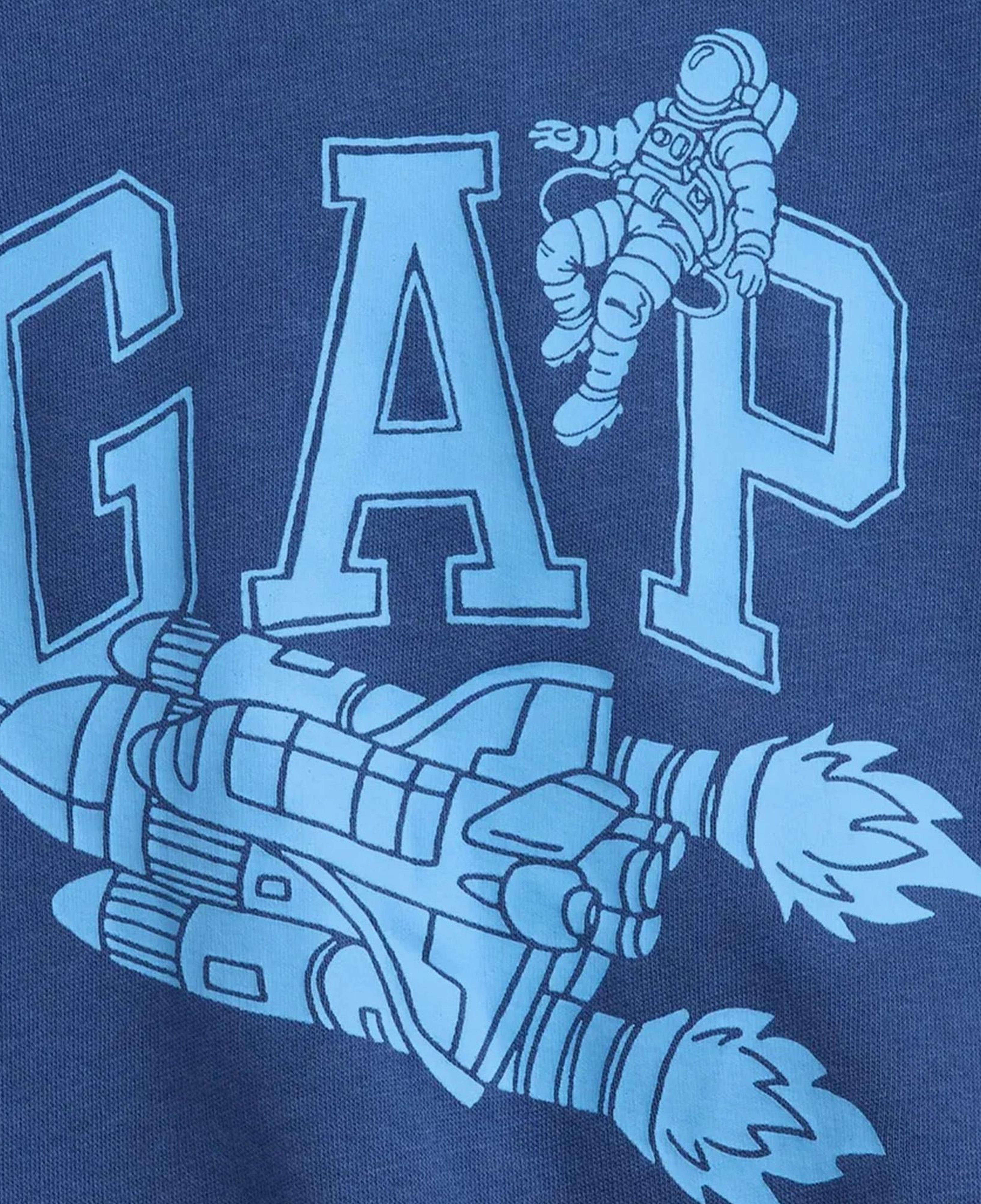 Gap V-Frch Ft Oversİzed Logo Crew Çocuk Mavi Sweatshirt
