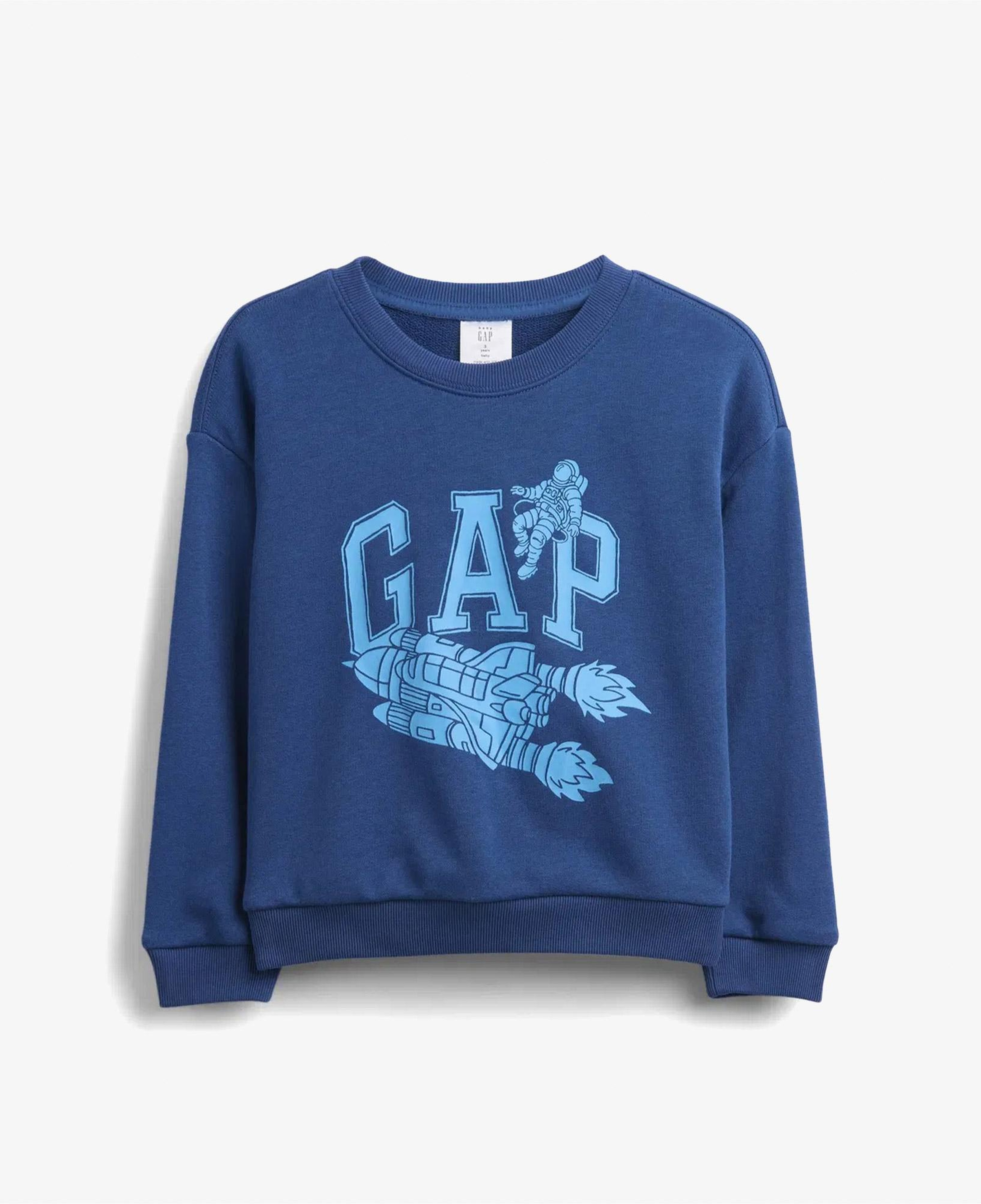 Gap V-Frch Ft Oversİzed Logo Crew Çocuk Mavi Sweatshirt