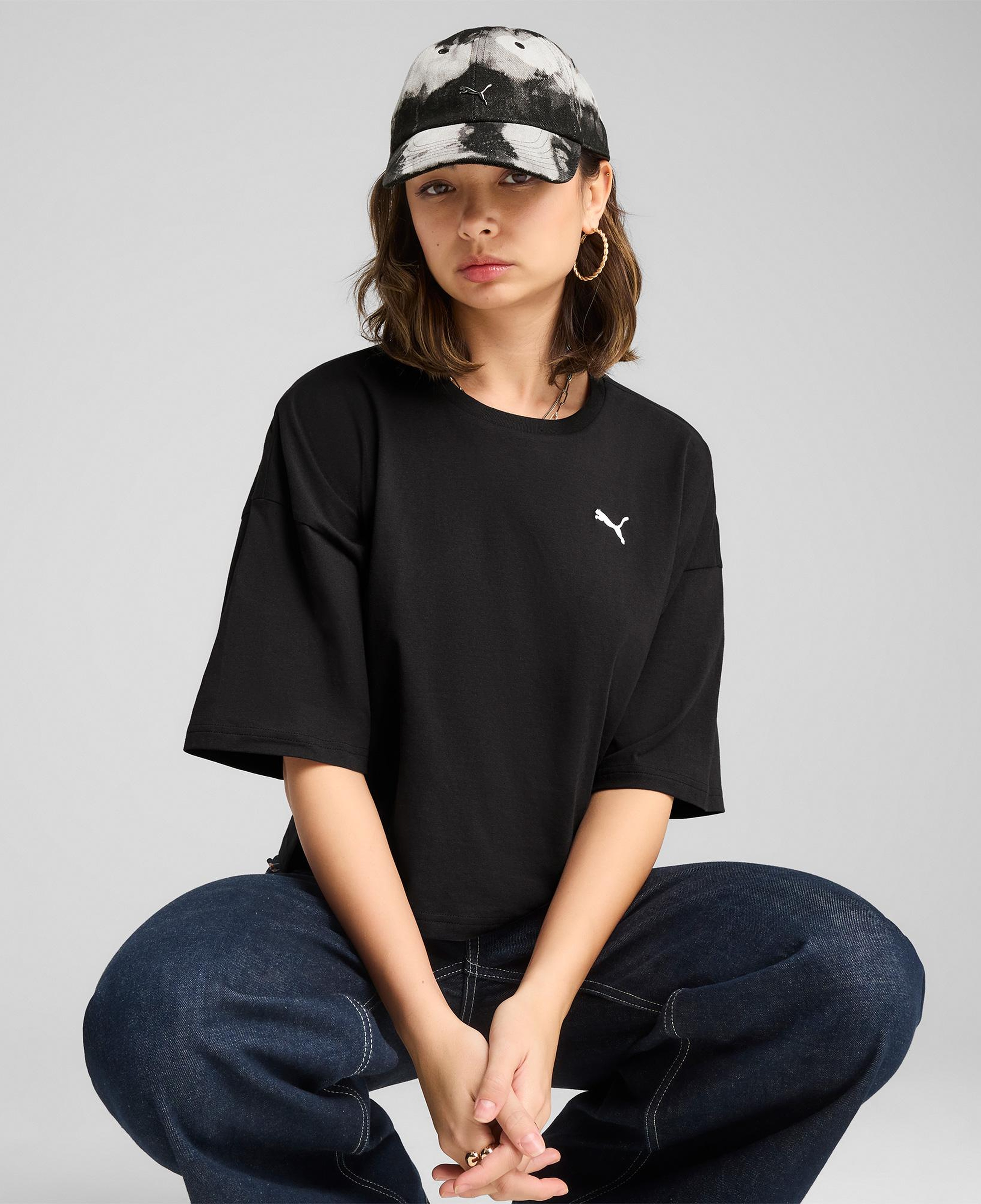 Puma Wardrobe Essentials Oversized  Kadın Siyah T-Shirt
