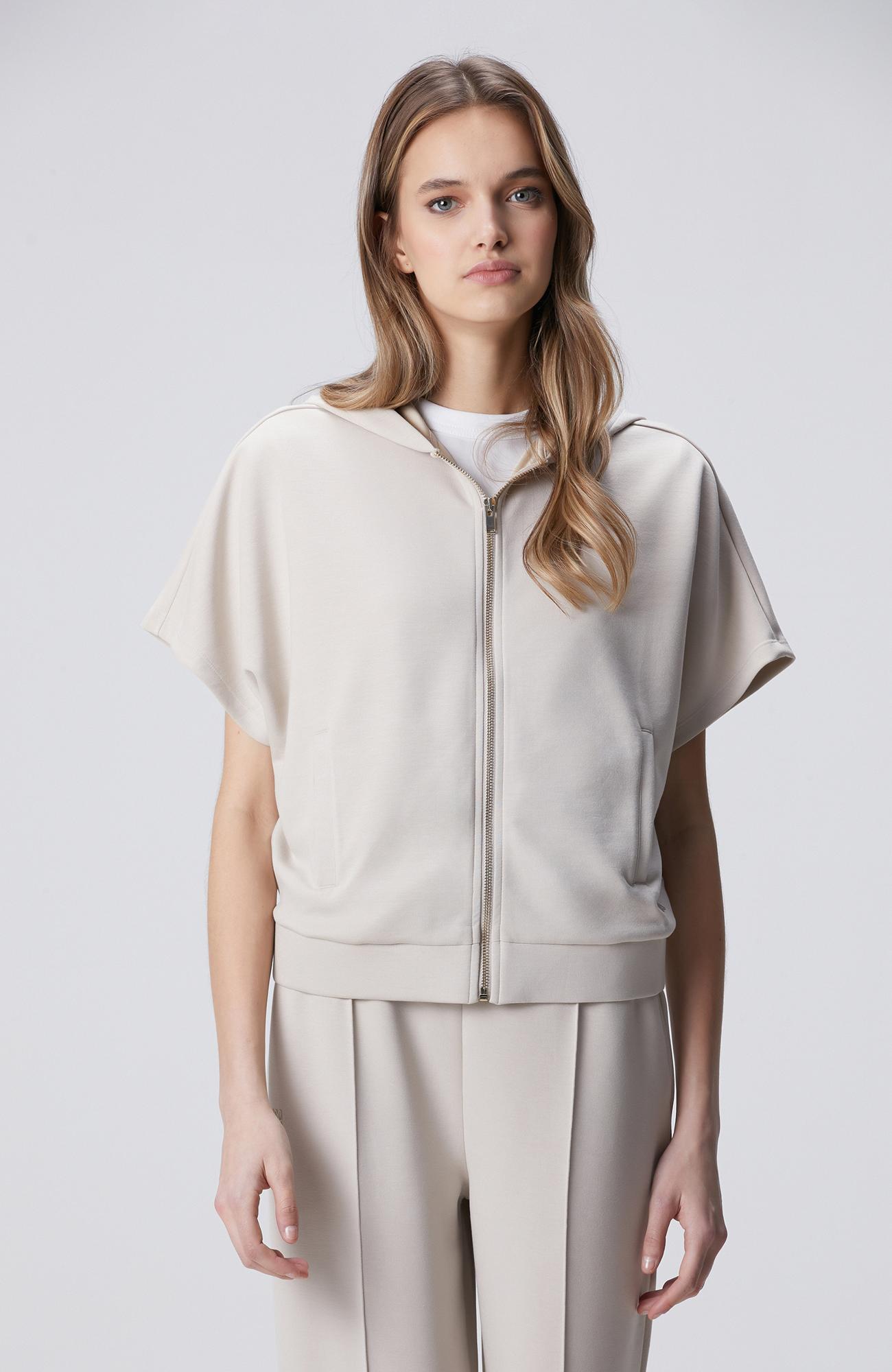 Network Kadın Taş Alttan Büzgülü Fermuarlı Kısa Kol Sweatshirt
