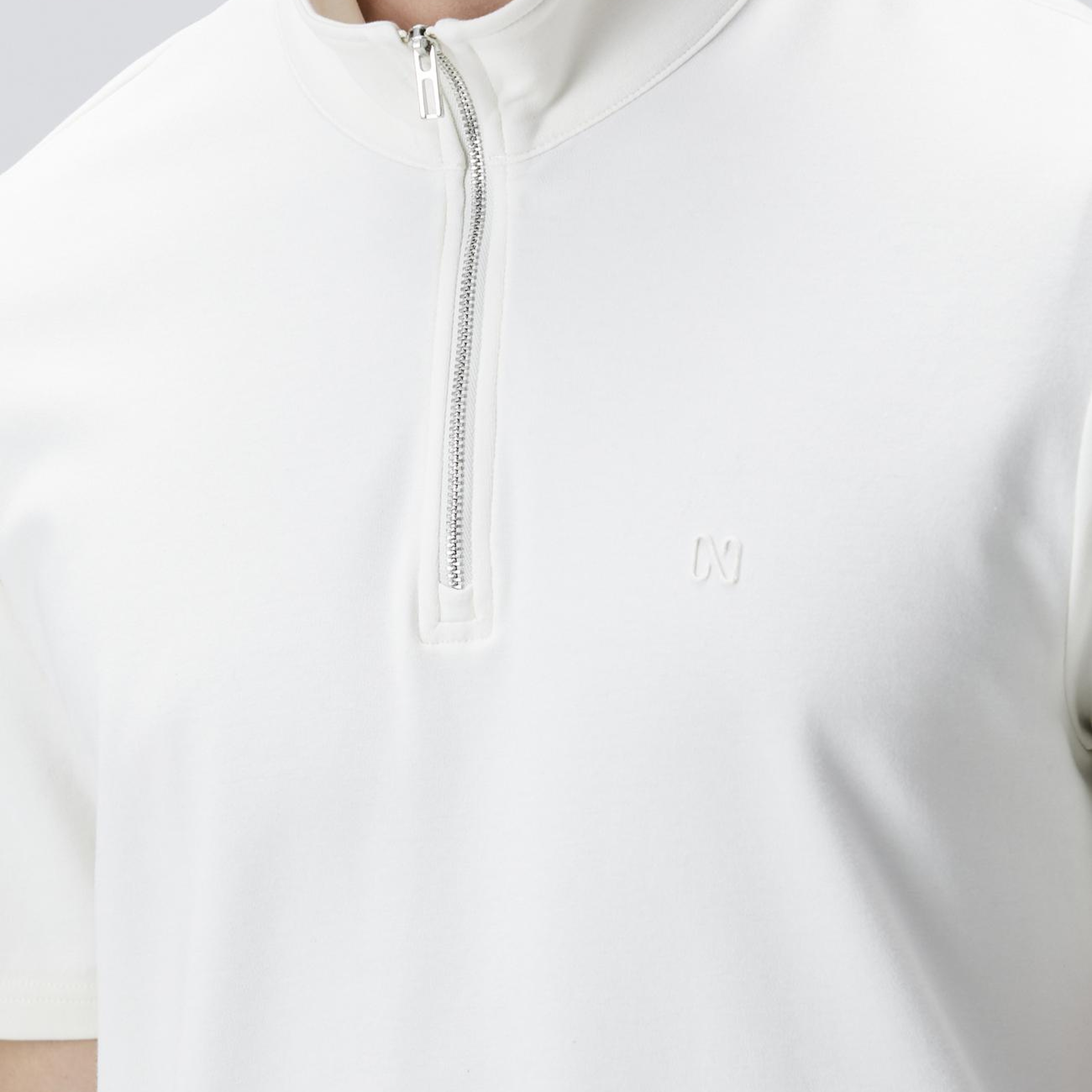 Network Erkek Kırık Beyaz Dik Yaka Fermuarlı Sweatshirt
