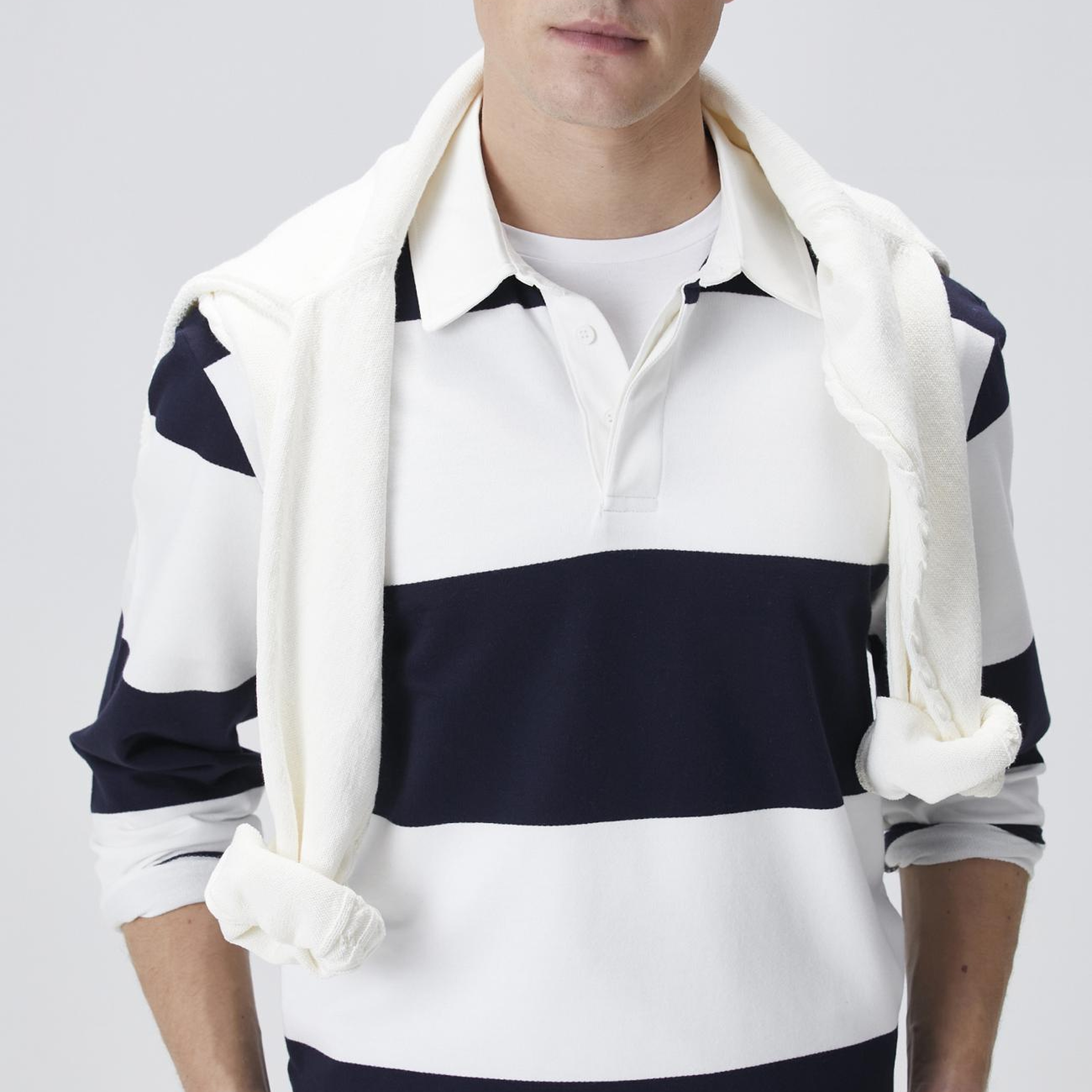 Network Erkek Lacivert Çizgili Polo Yaka T-shirt