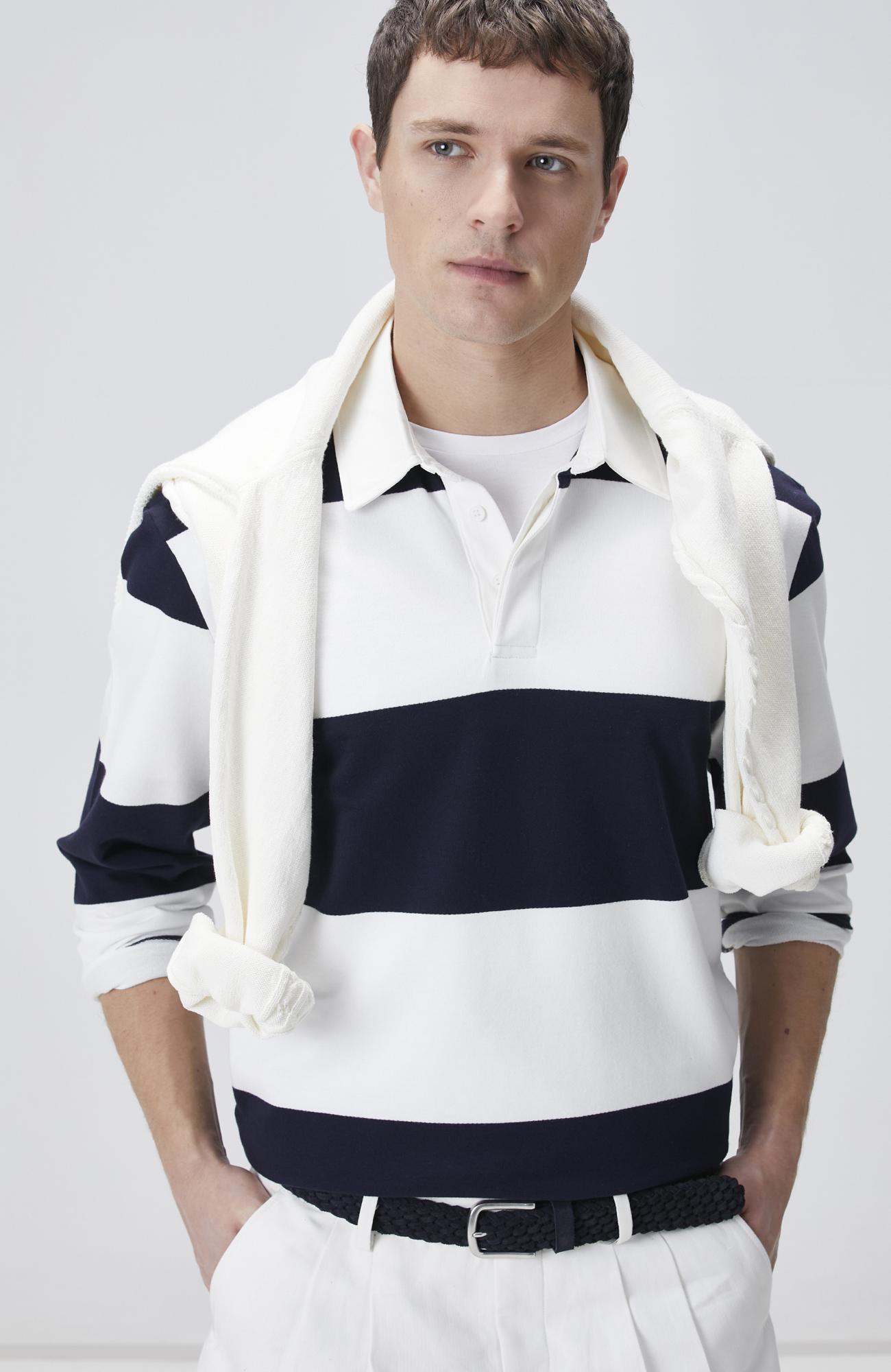 Network Erkek Lacivert Çizgili Polo Yaka T-shirt