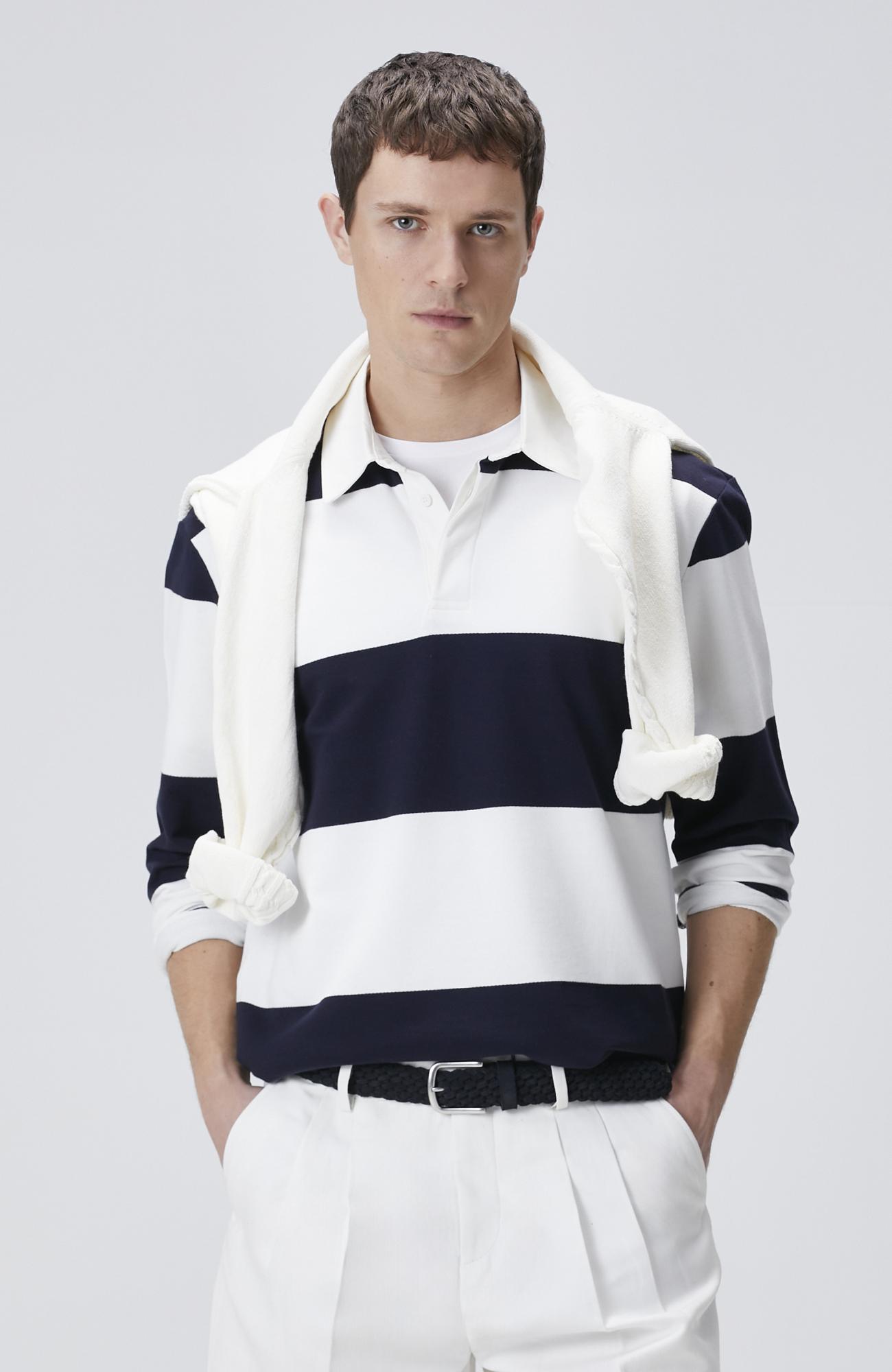 Network Erkek Lacivert Çizgili Polo Yaka T-shirt