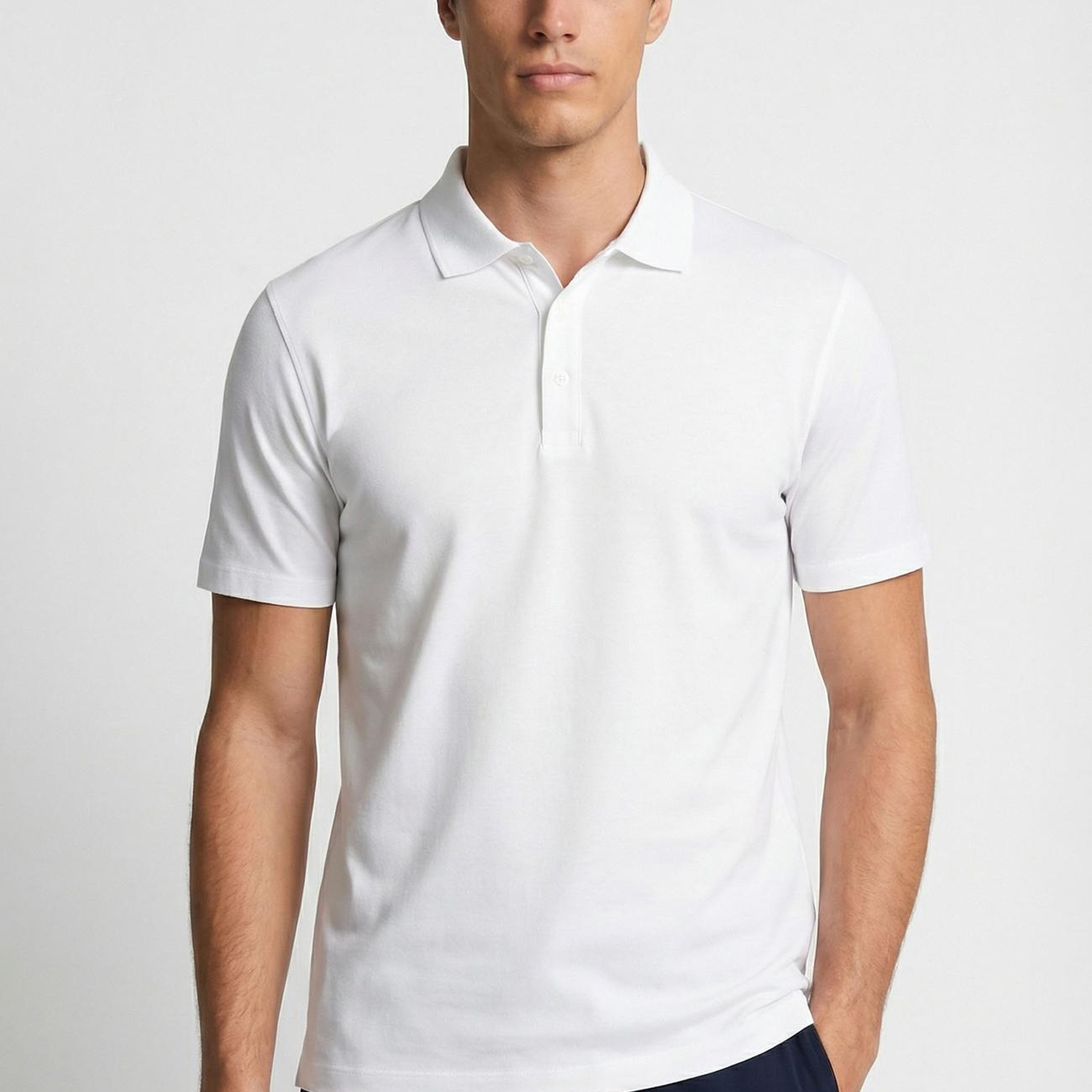 Network Erkek Non-Iron Polo Yaka Beyaz T-shirt