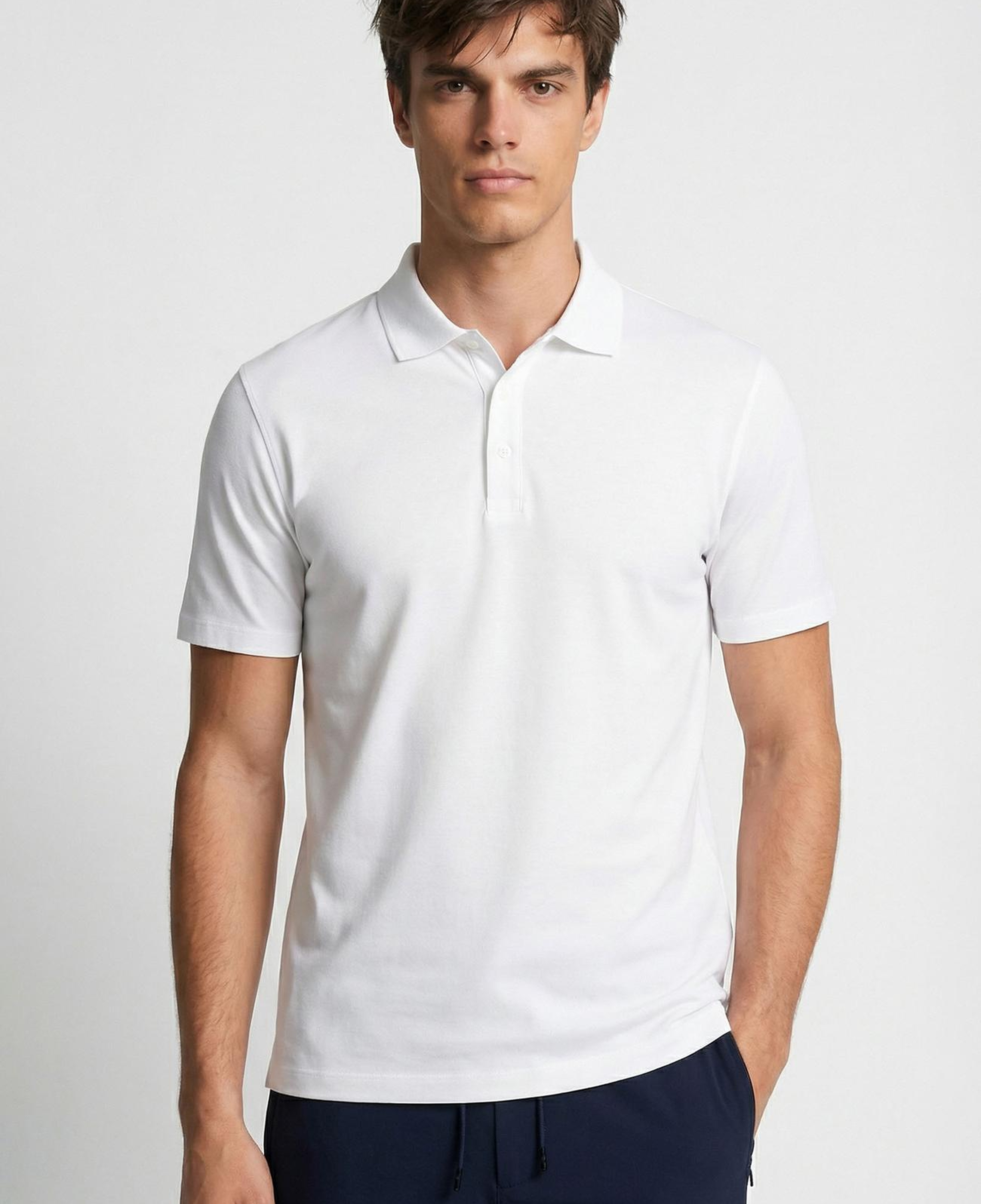 Network Erkek Non-Iron Polo Yaka Beyaz T-shirt