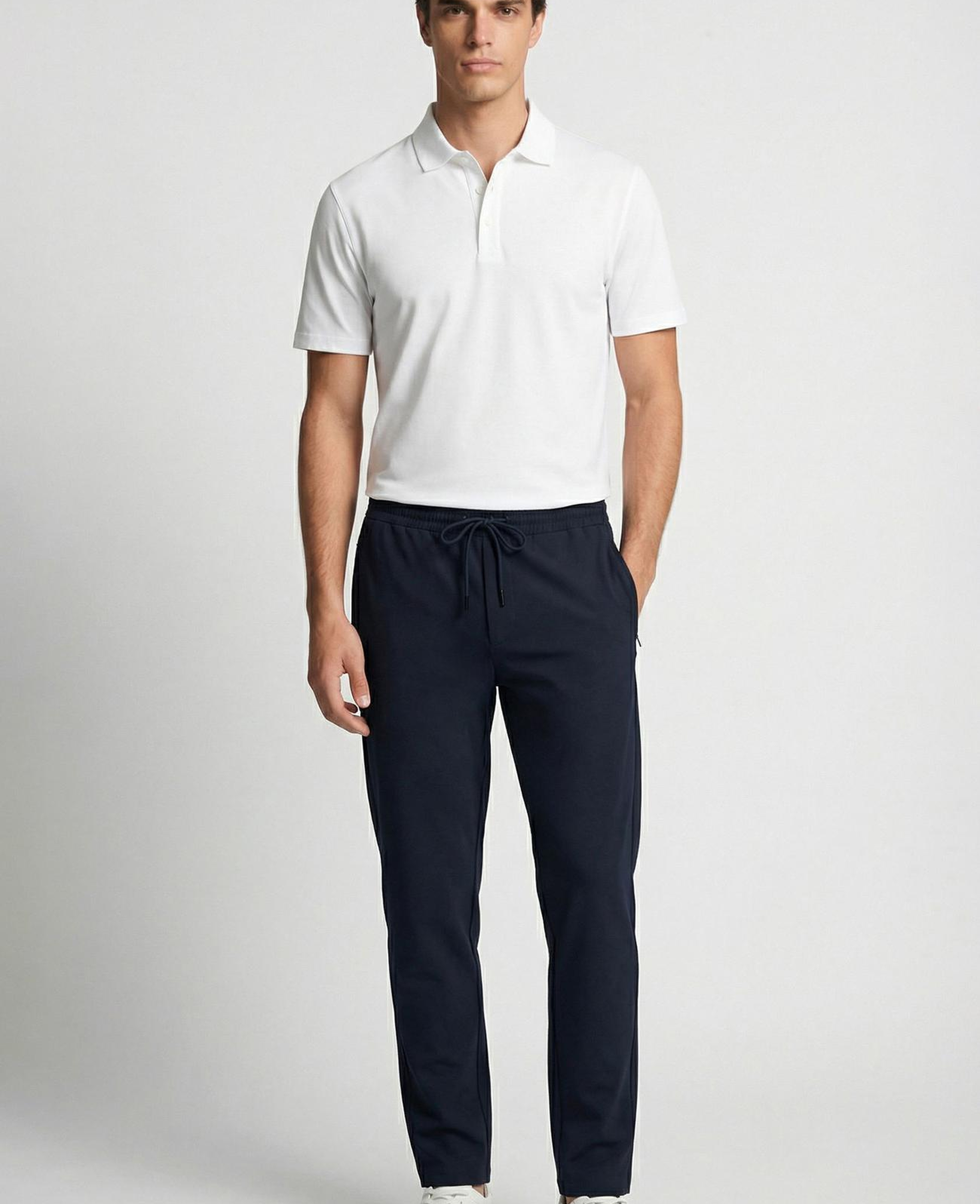 Network Erkek Non-Iron Polo Yaka Beyaz T-shirt