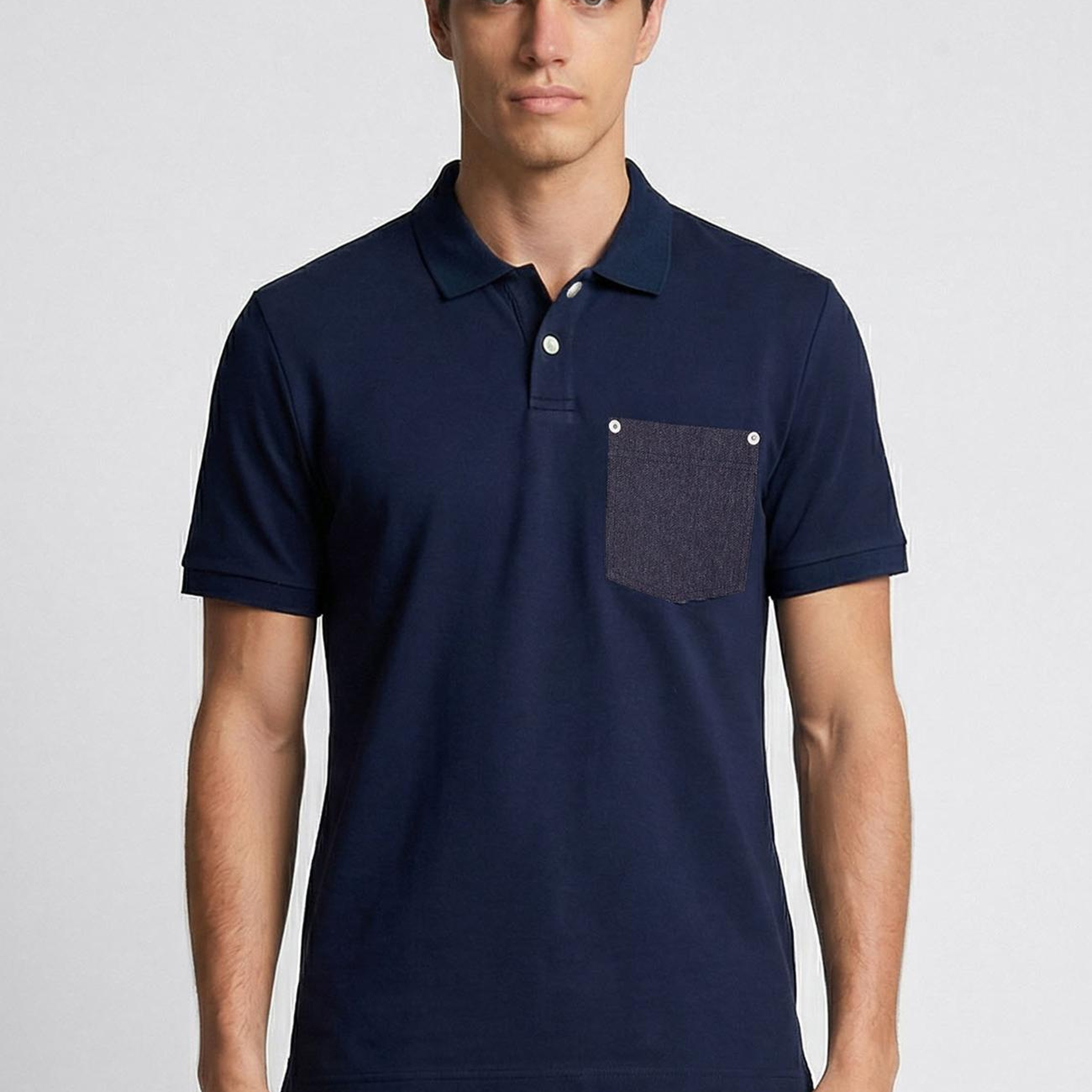 Network Erkek N-Tech Lacivert Polo Yaka Denim Detaylı T-Shirt