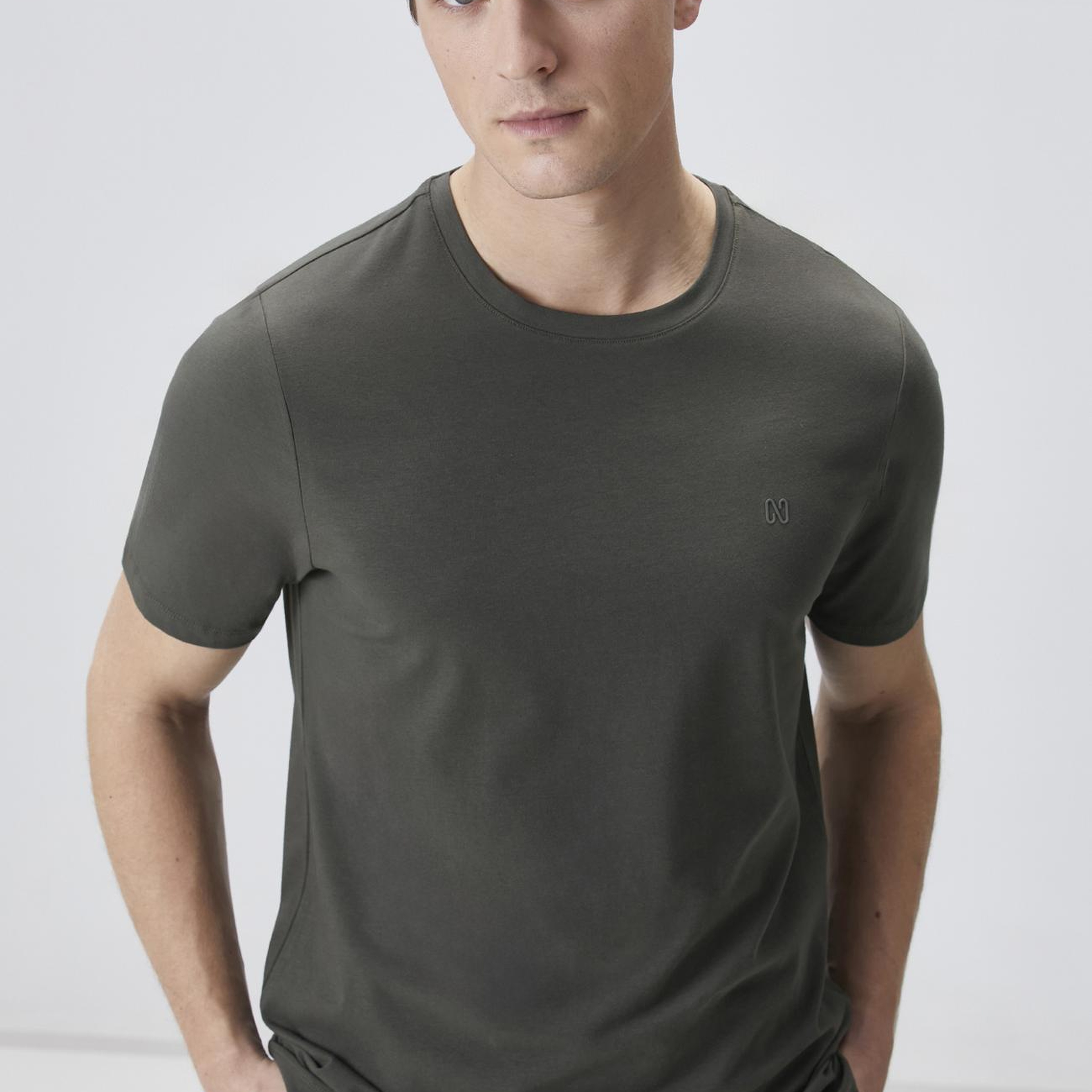 Network Erkek Haki Basic T-shirt