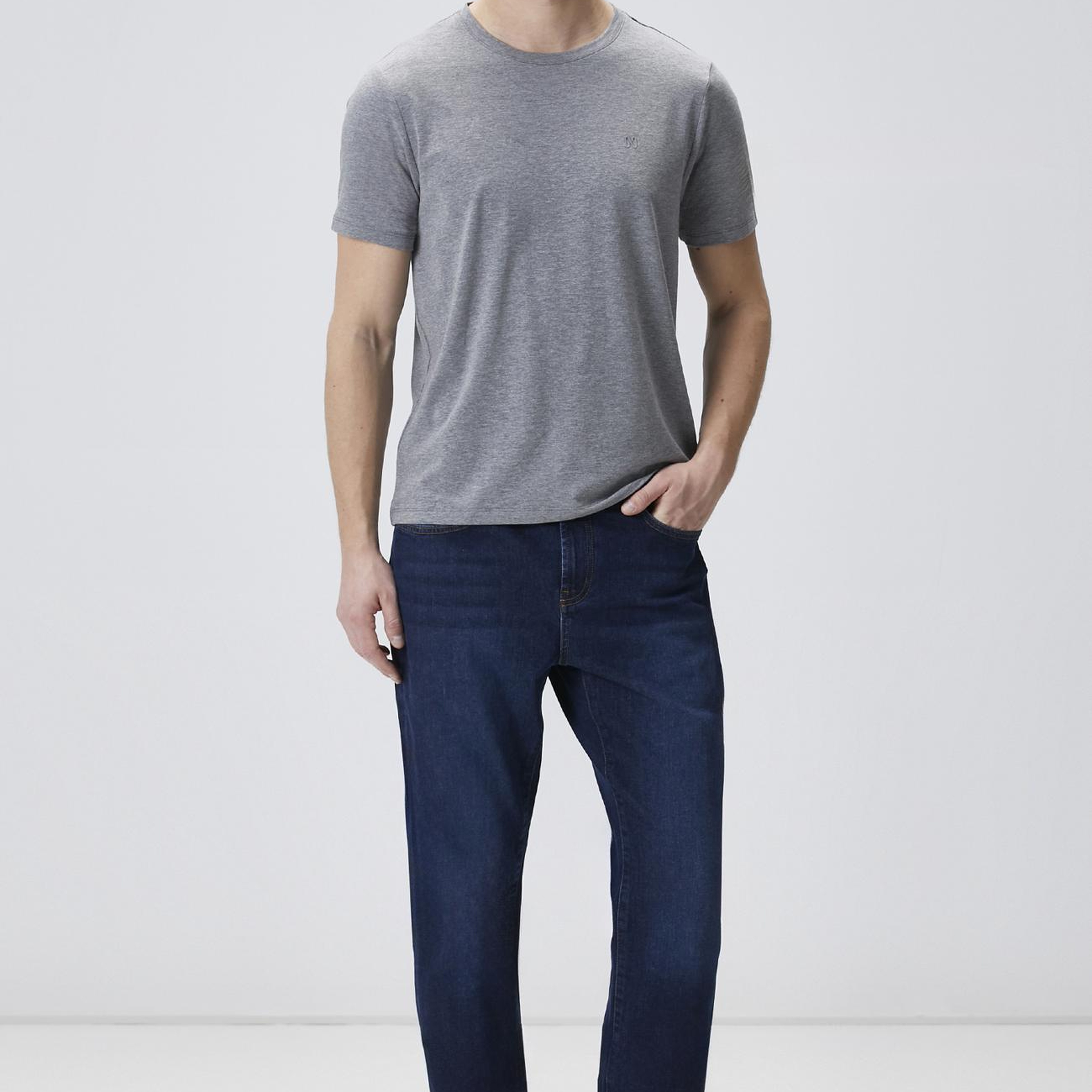 Network Erkek Gri Melanj Basic T-shirt