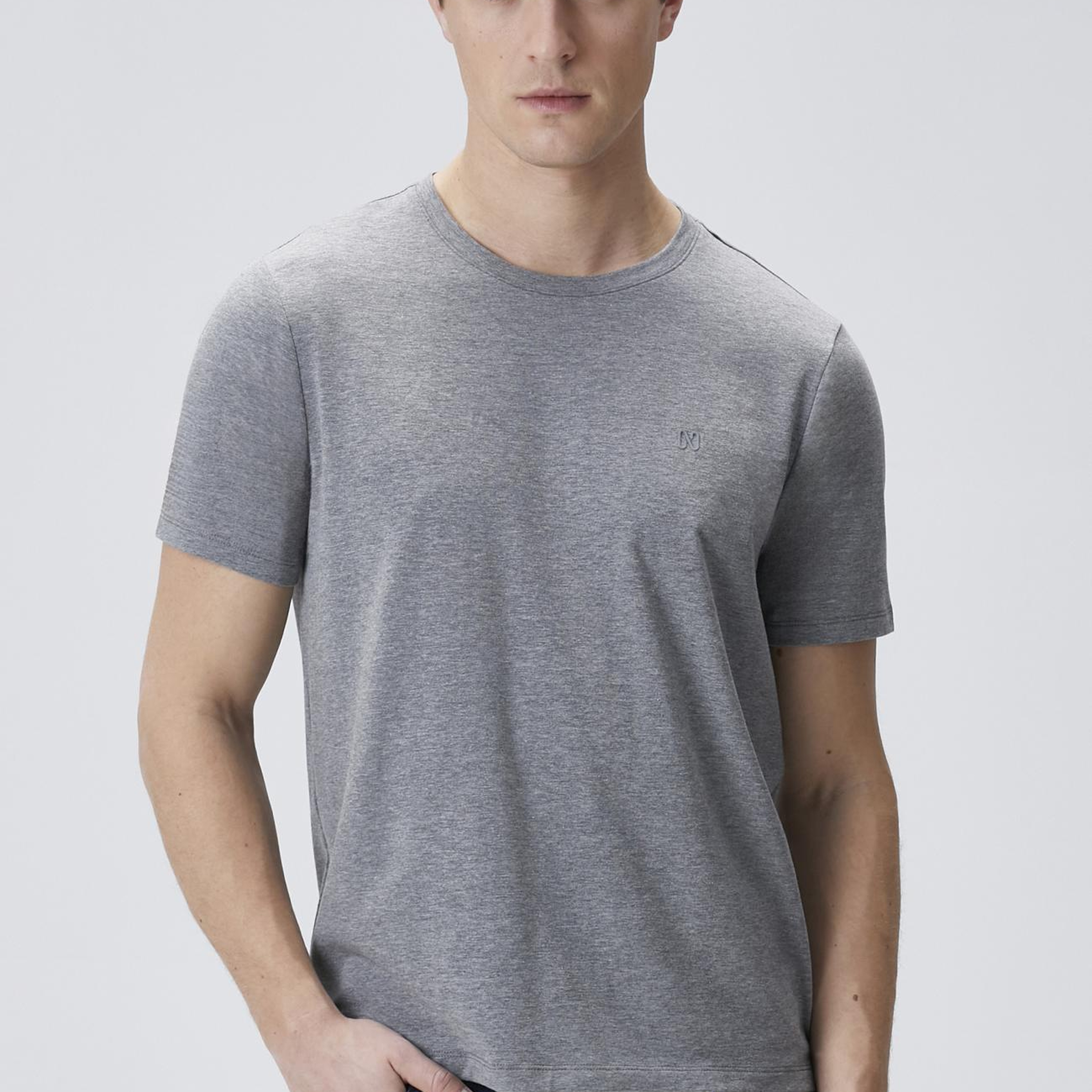 Network Erkek Gri Melanj Basic T-shirt