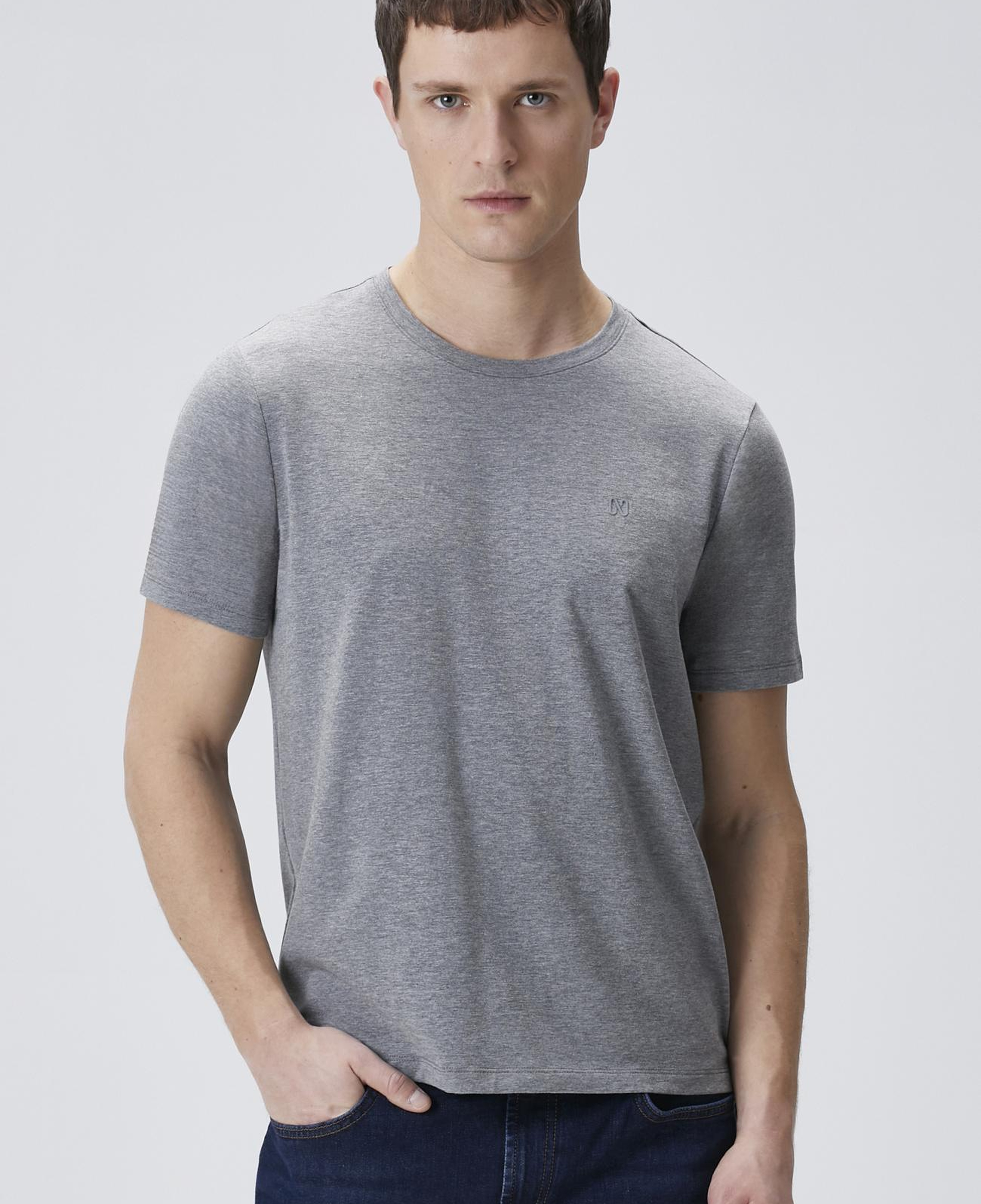 Network Erkek Gri Melanj Basic T-shirt