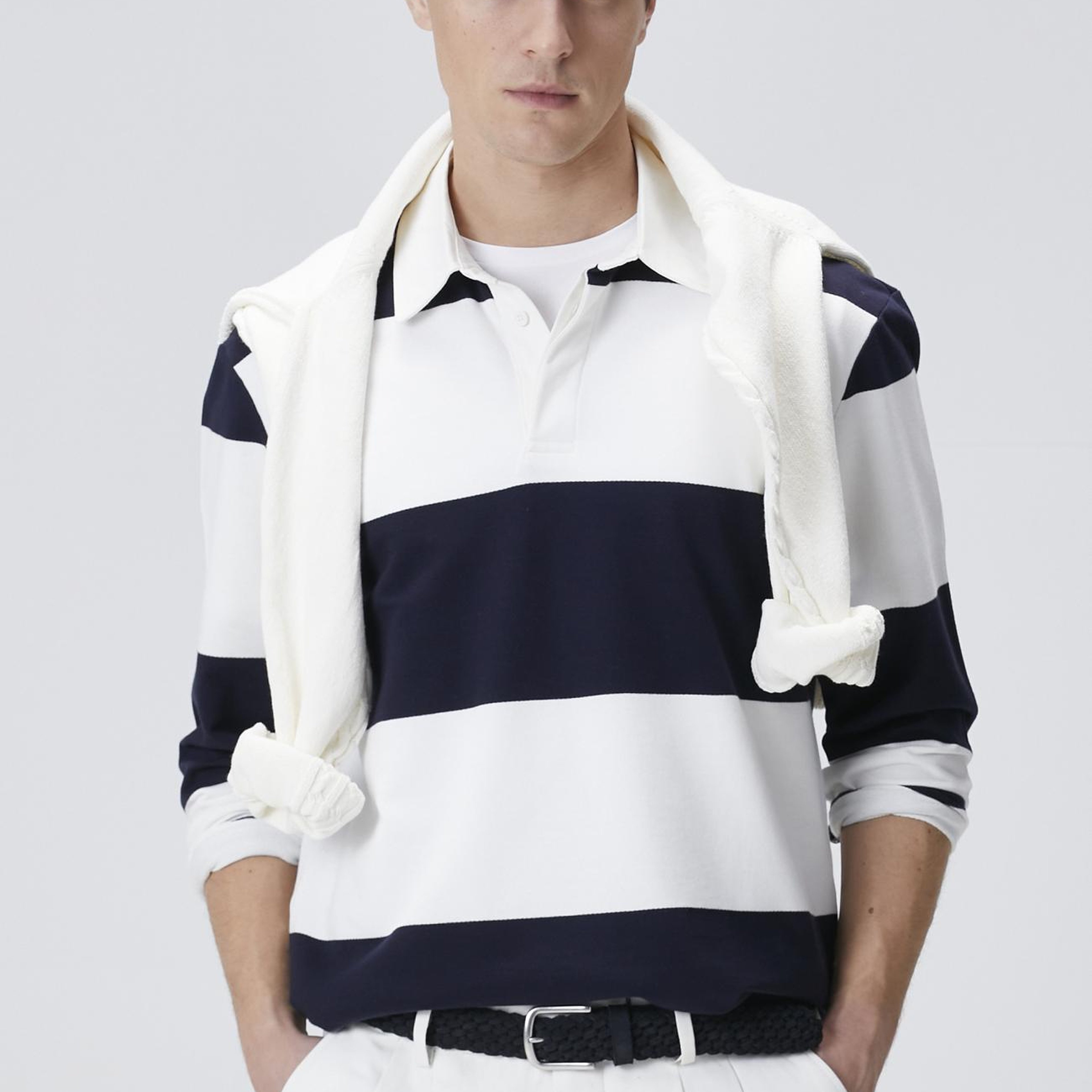 Network Erkek Lacivert Çizgili Polo Yaka T-shirt