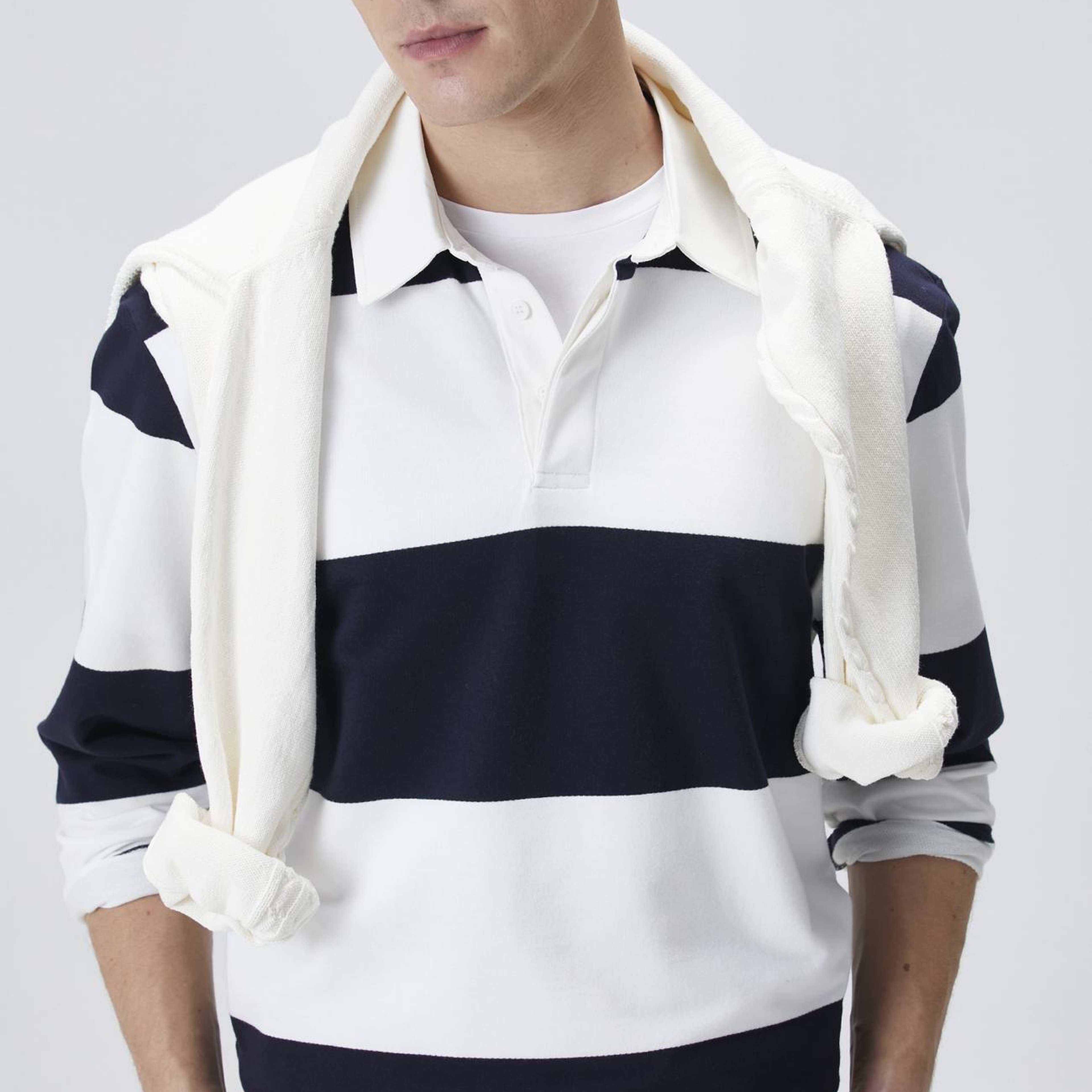 Network Erkek Lacivert Çizgili Polo Yaka T-shirt