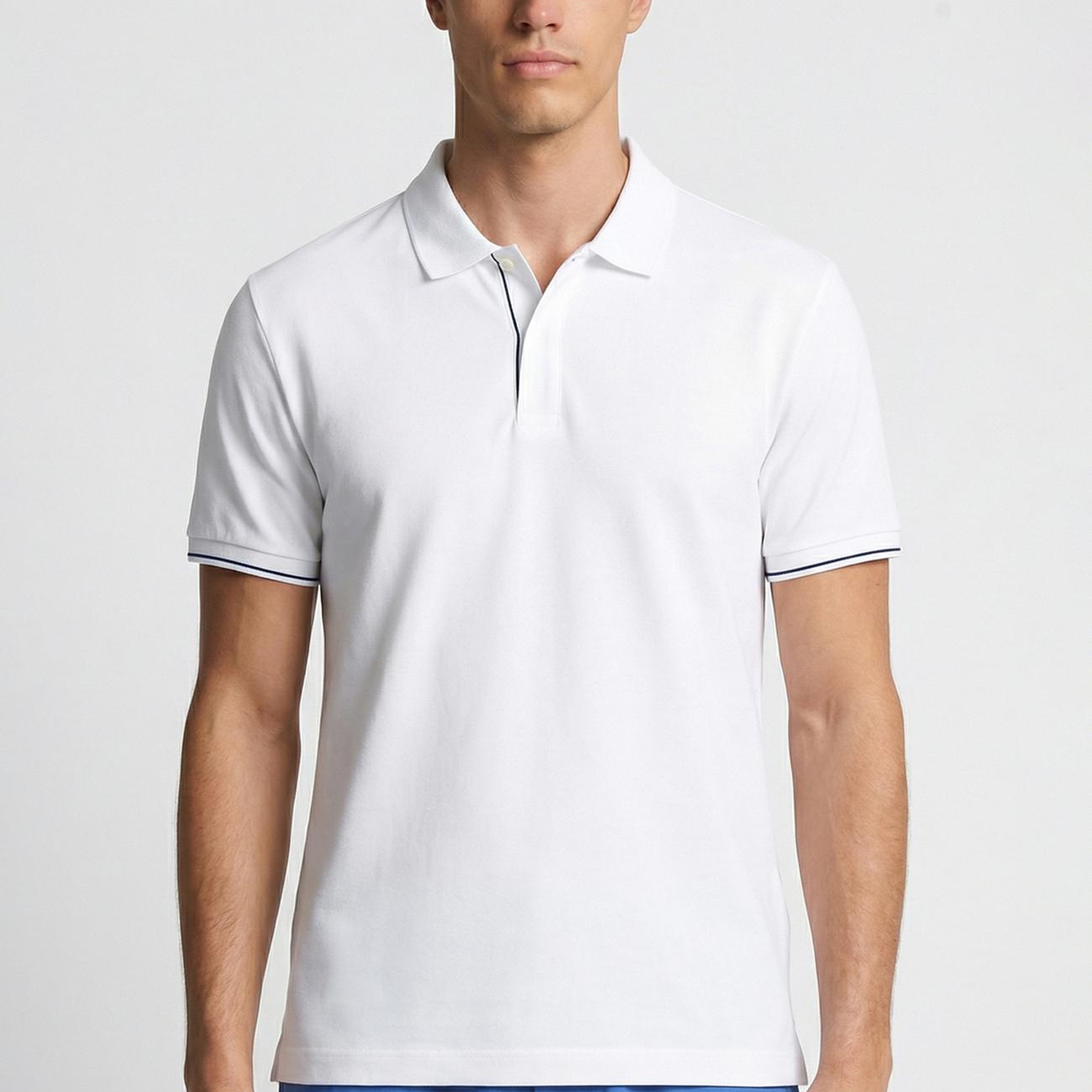 Network Erkek Beyaz Polo Yaka Pike T-shirt