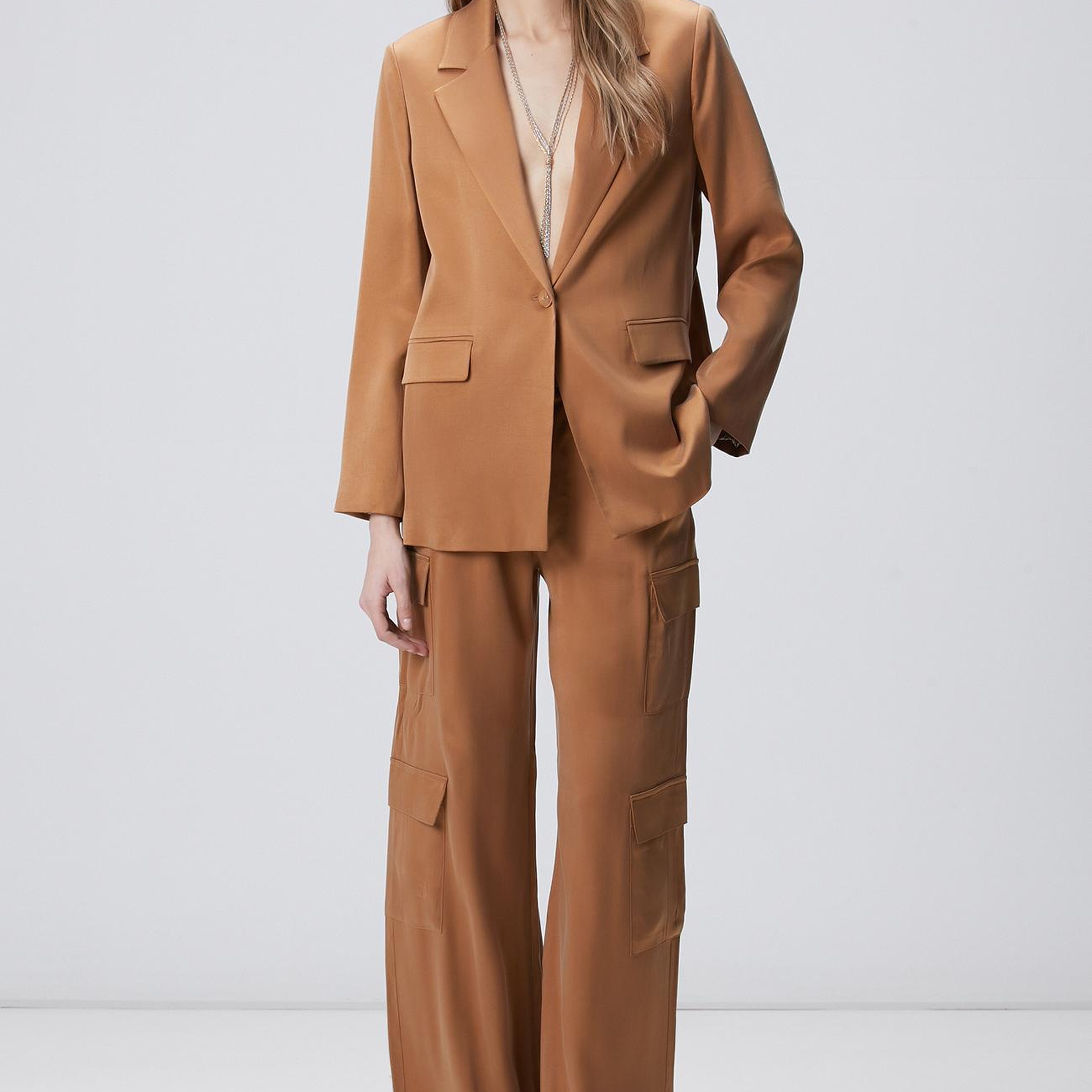 Network Kadın Camel Cupro Blazer Ceket