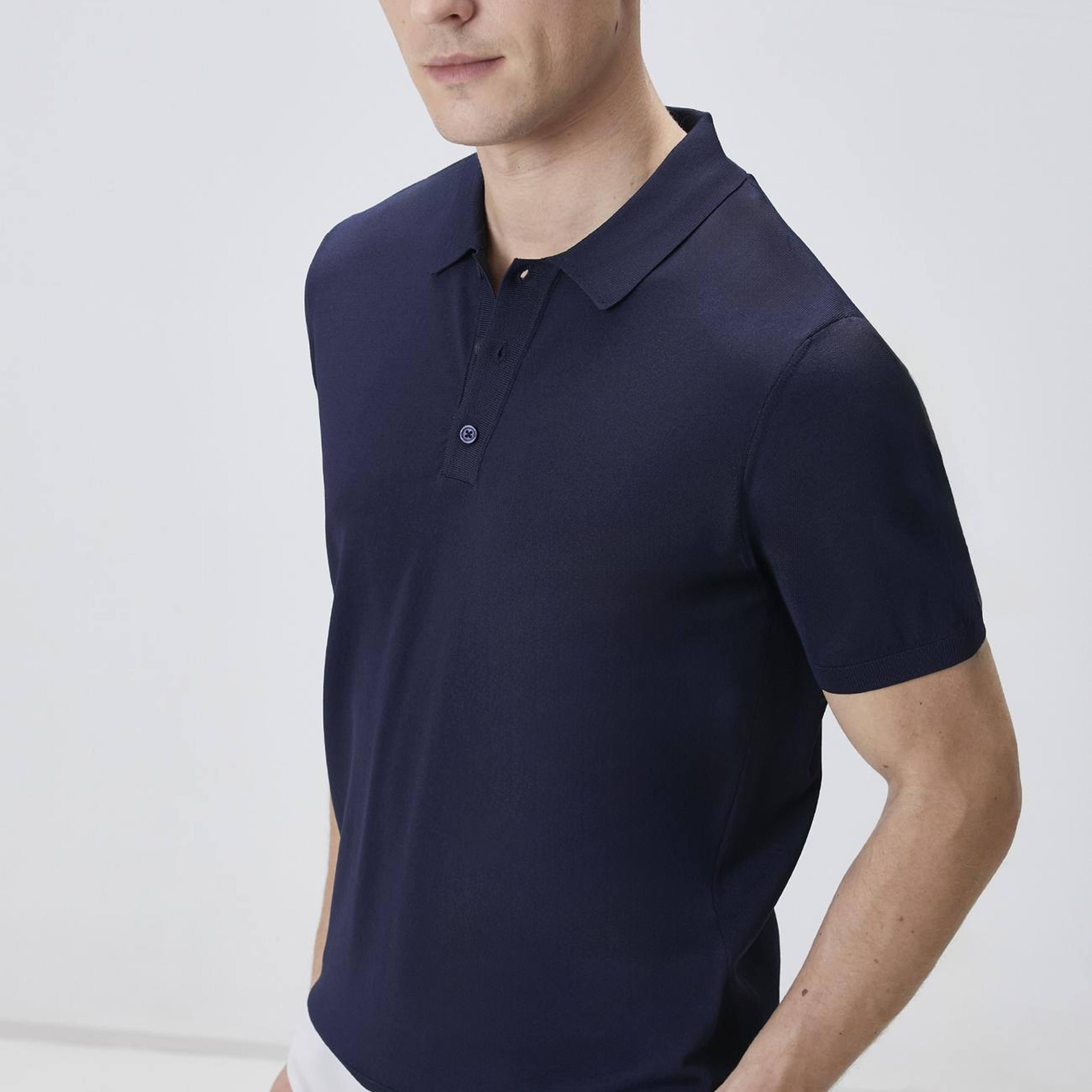 Network Erkek Lacivert Polo Yaka Kısa Kol Rayon Kazak