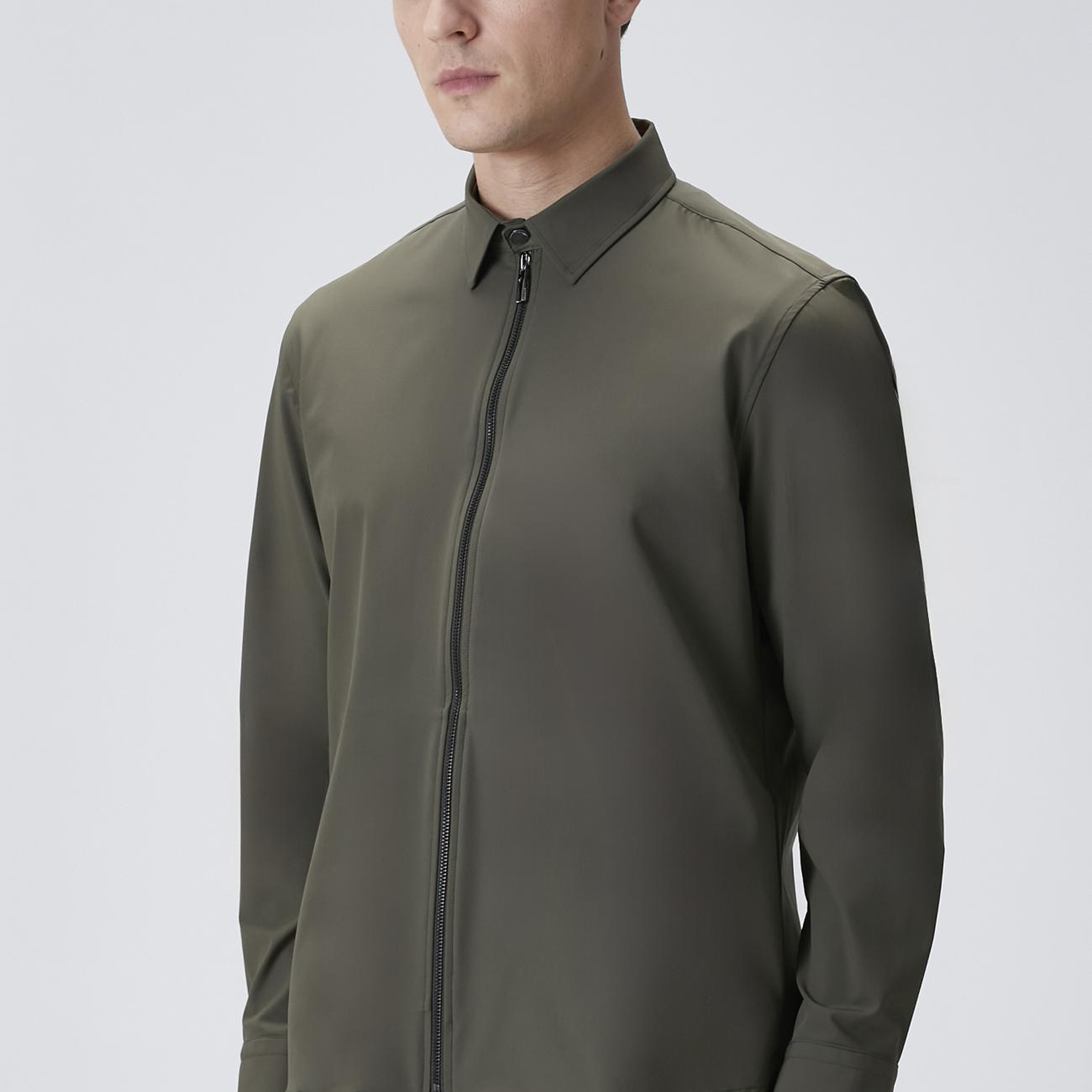 Network Erkek Haki Slim Fit Cep Detaylı Dış Gömlek