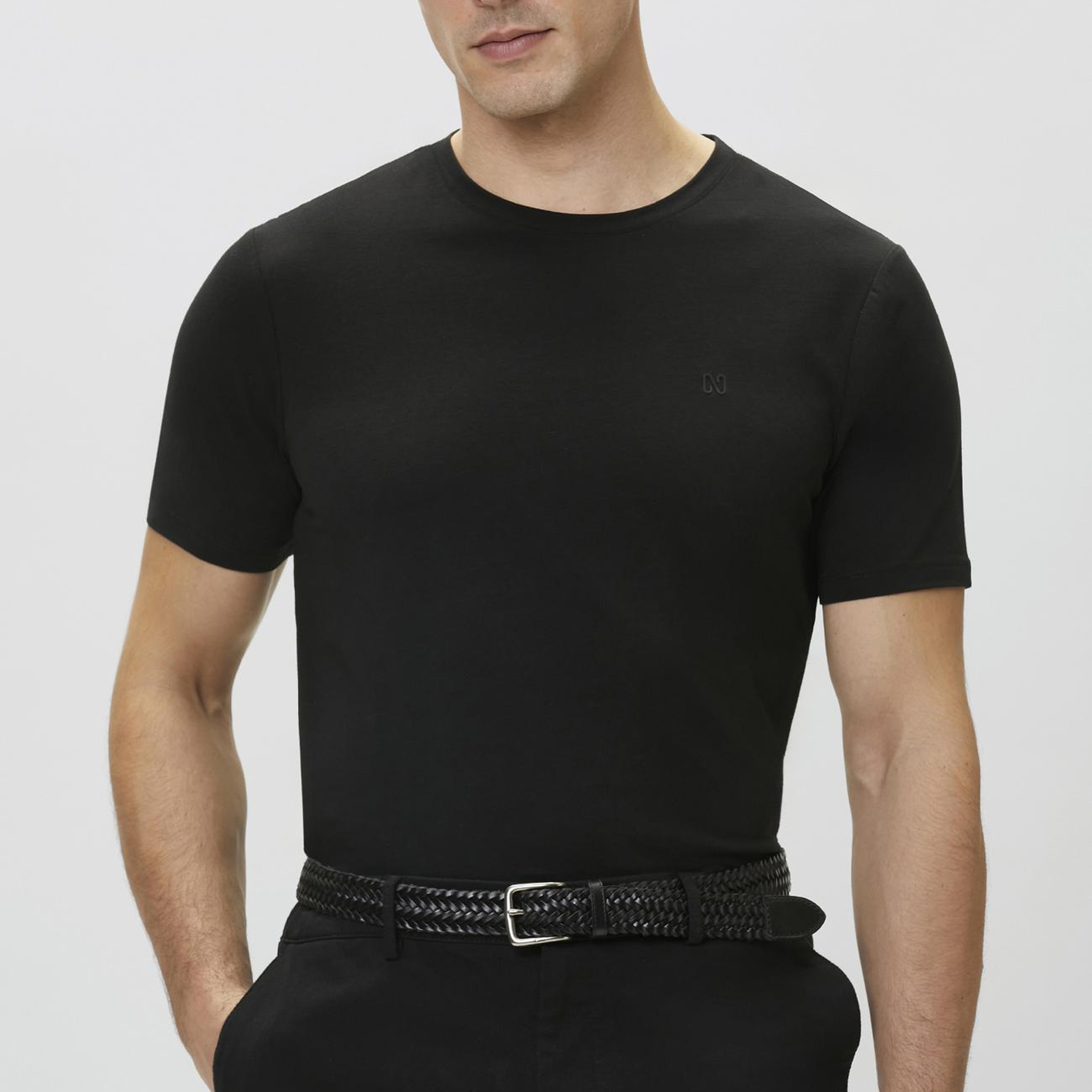 Network Erkek Siyah Basic T-shirt