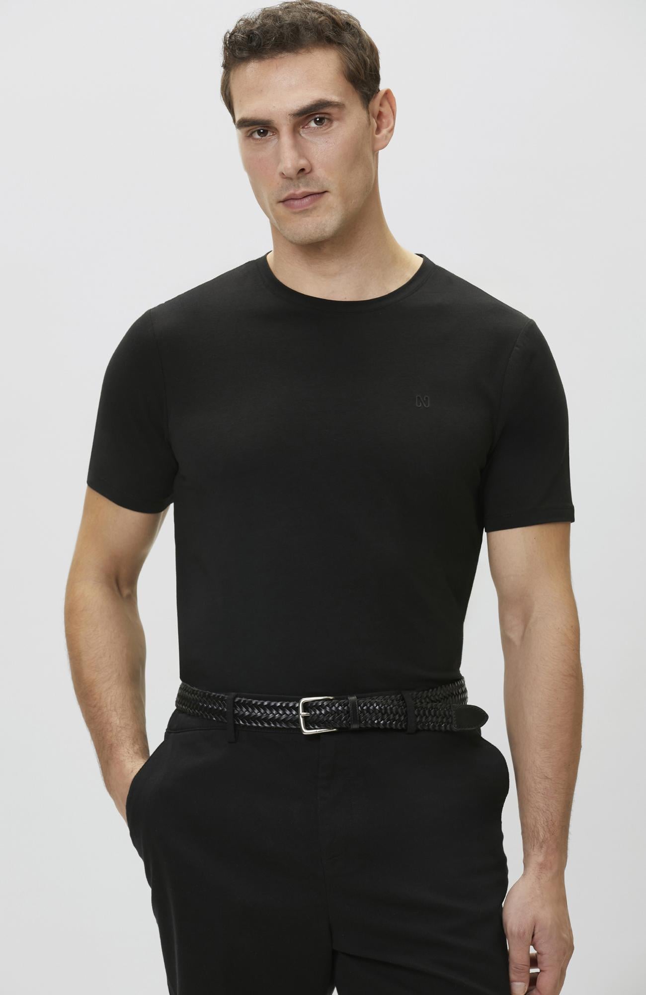 Network Erkek Siyah Basic T-shirt
