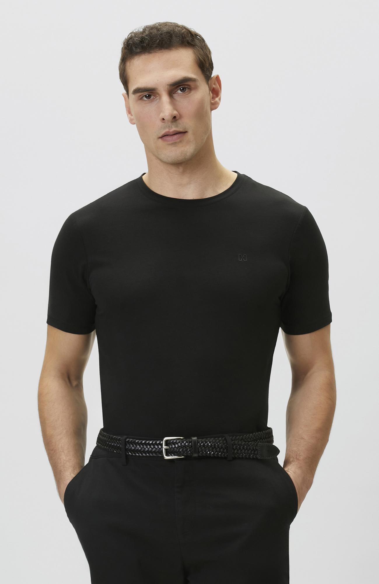 Network Erkek Siyah Basic T-shirt
