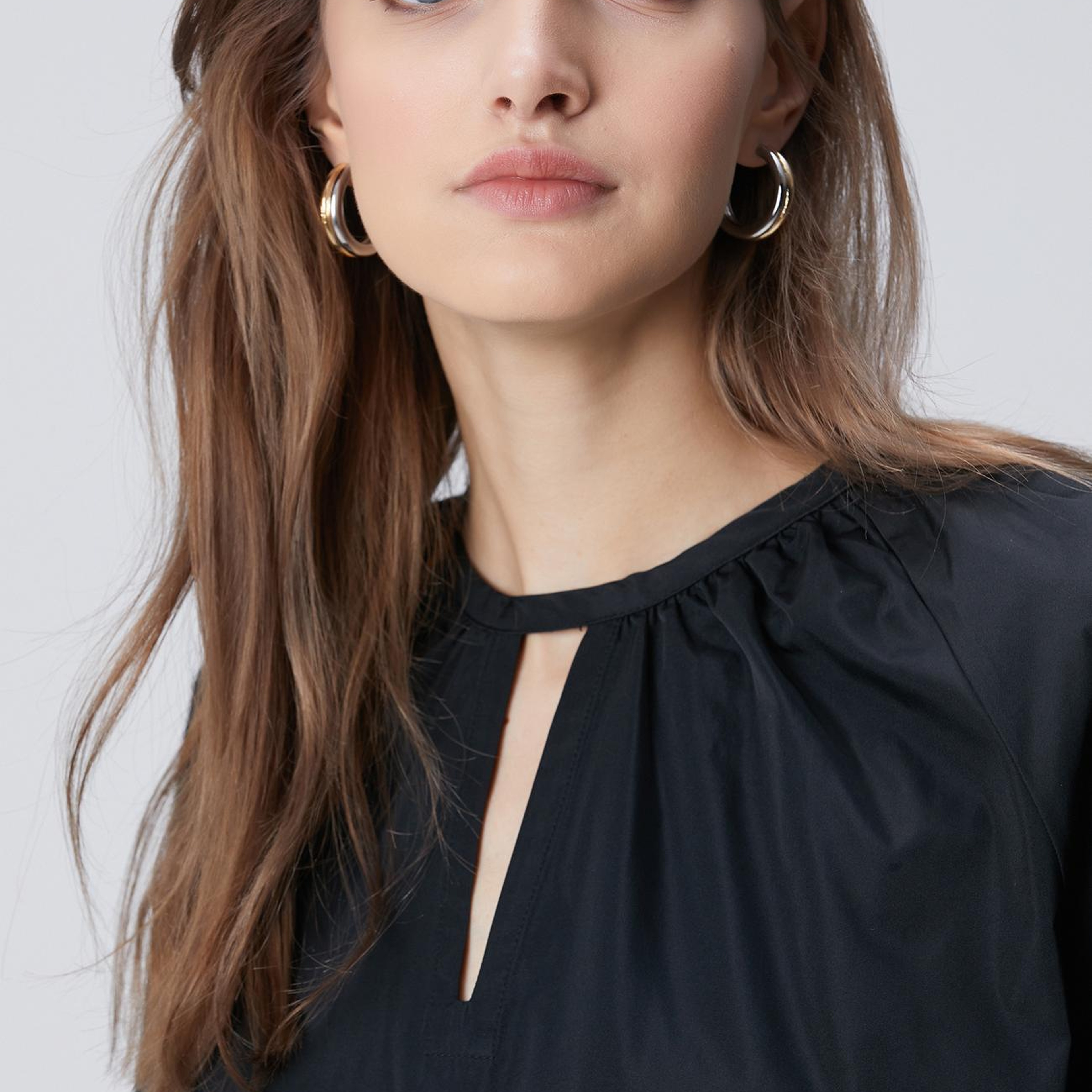 Network Kadın Siyah Crop Tafta Bluz