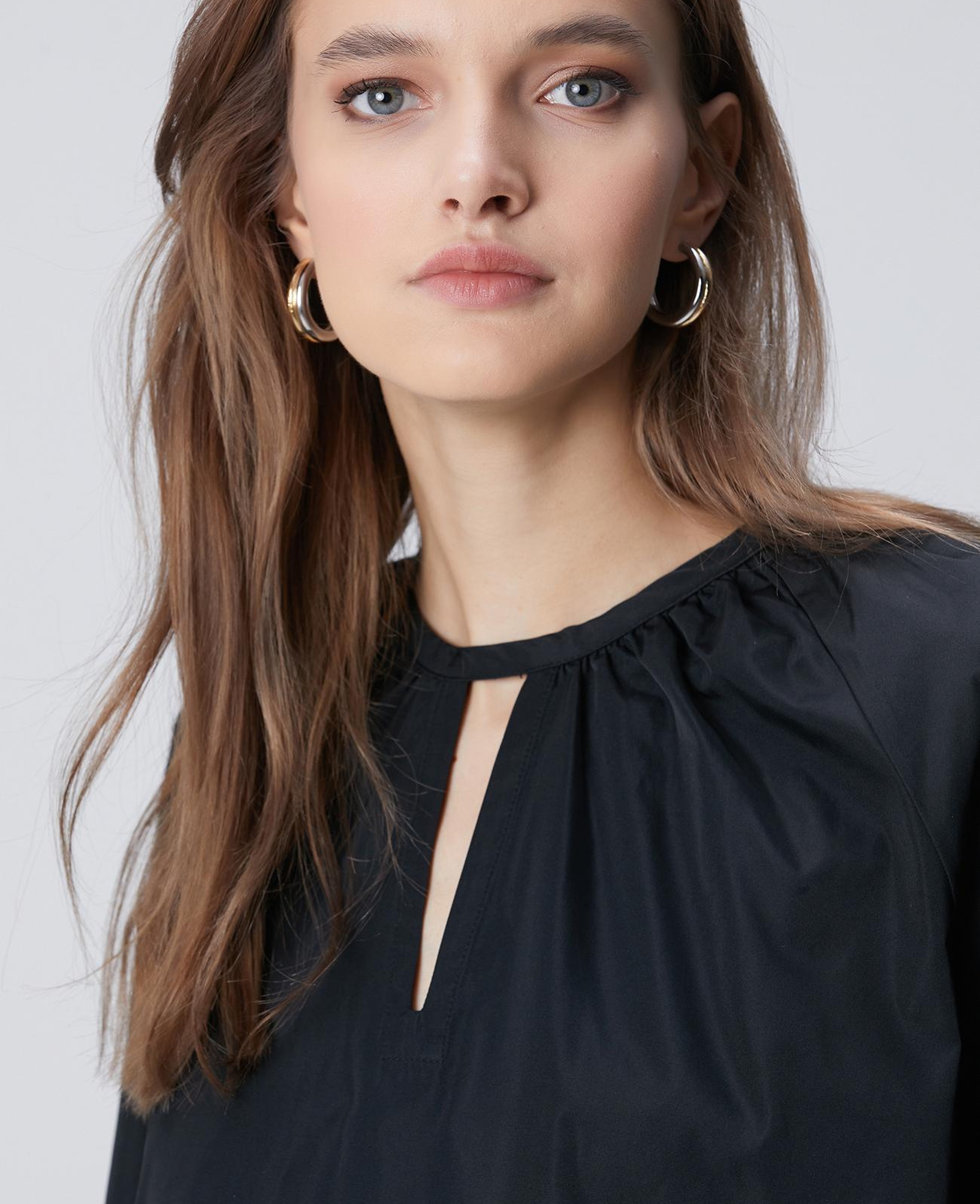 Network Kadın Siyah Crop Tafta Bluz