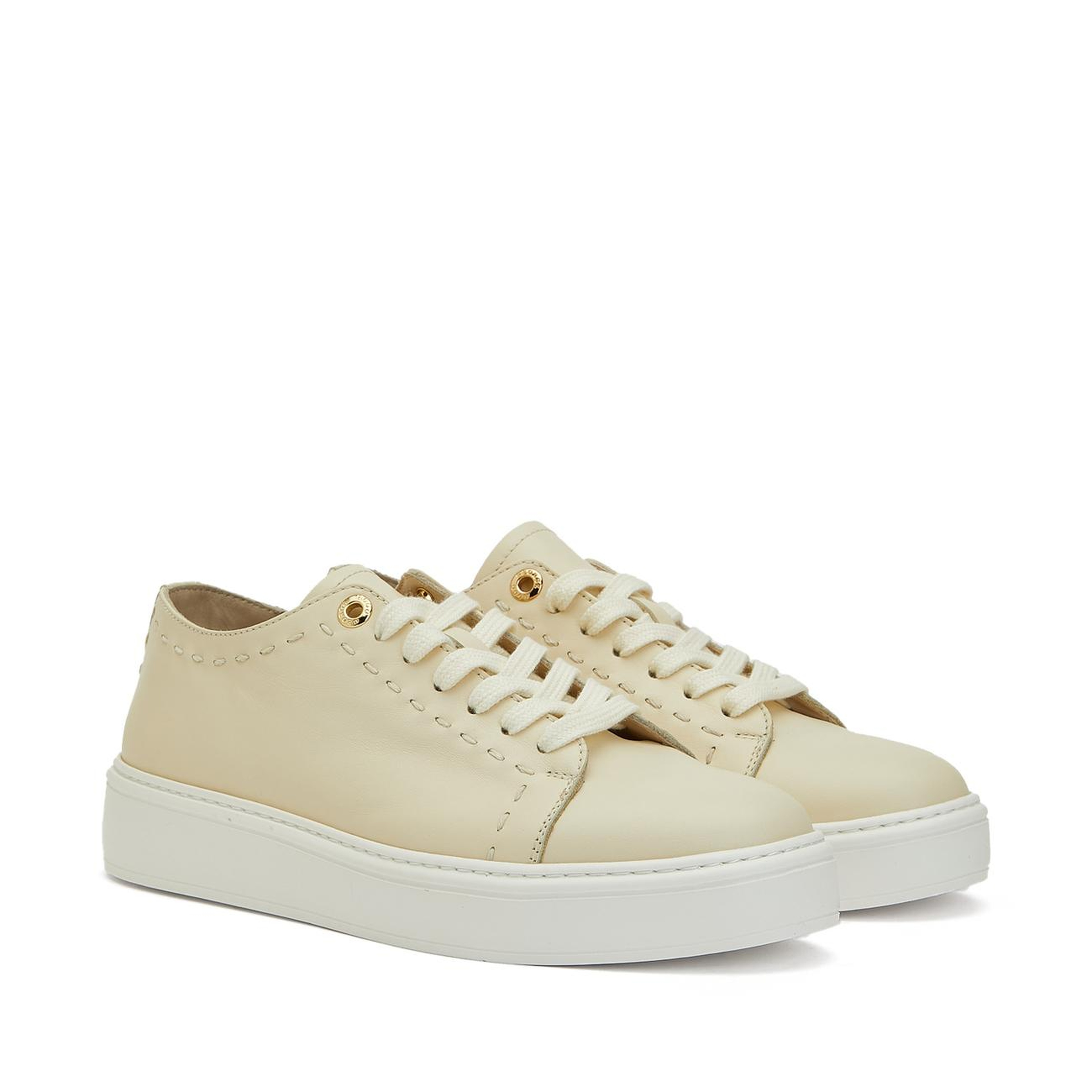 George Hogg Kadın Kırık Beyaz Günlük Rahat Deri Sneaker